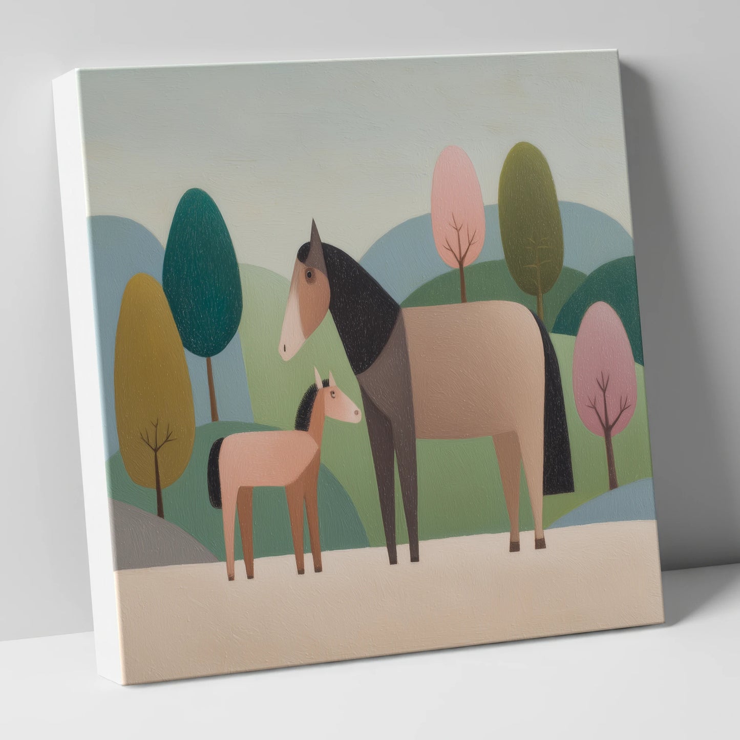 Pastoral Harmony mare & foal canvas wall art