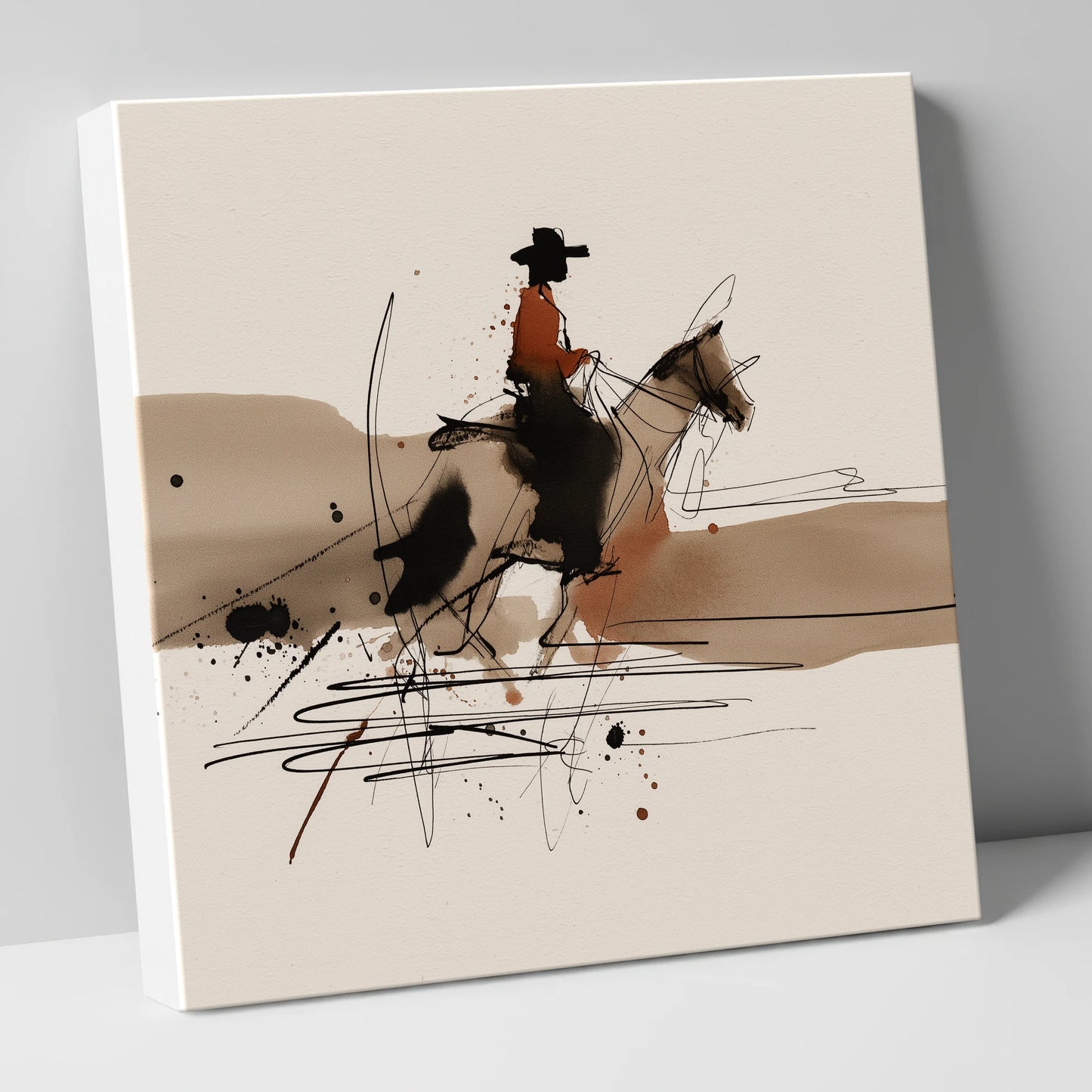 Western Trail Silhouette western horse canvas wall art