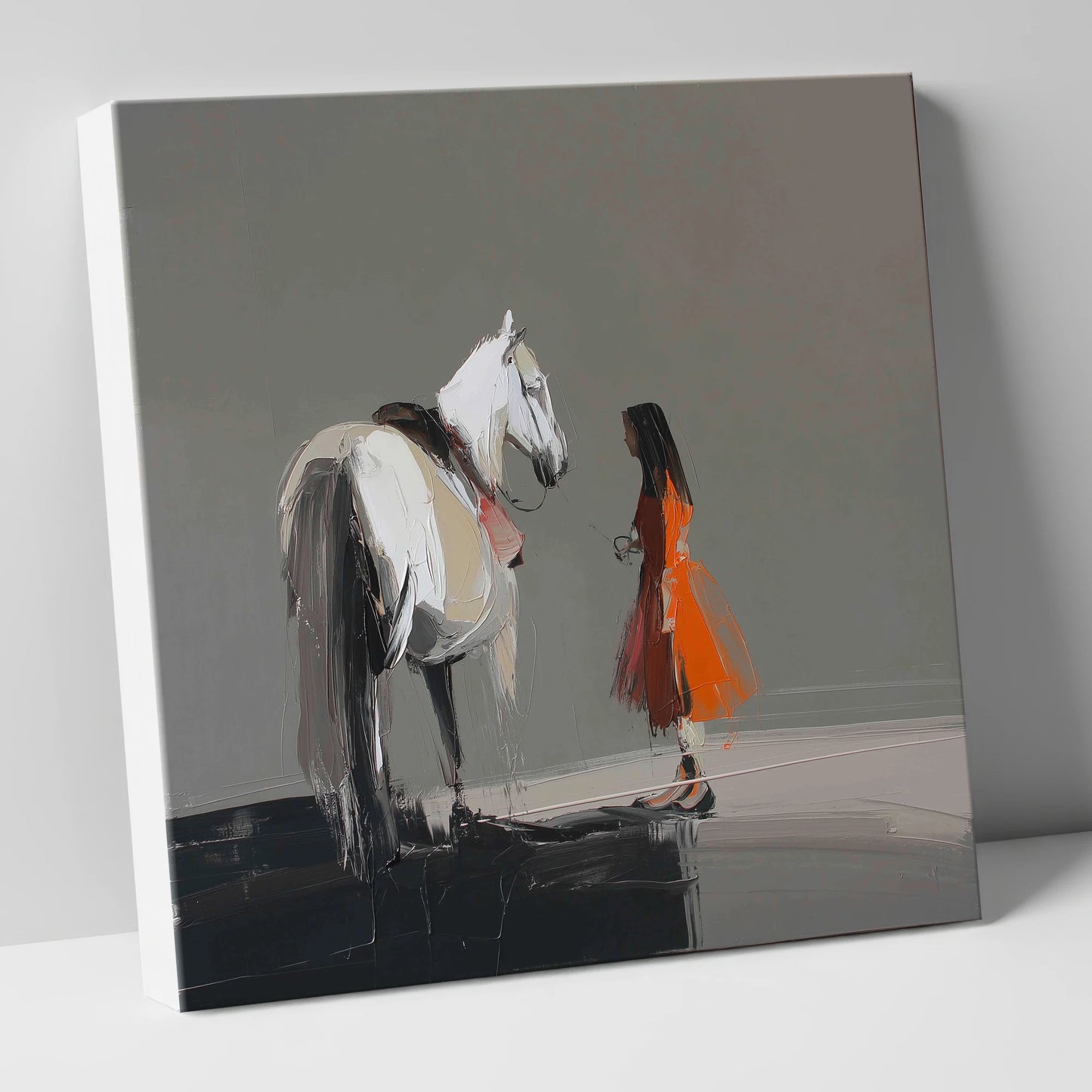 A Silent Dialogue horse & rider canvas wall art