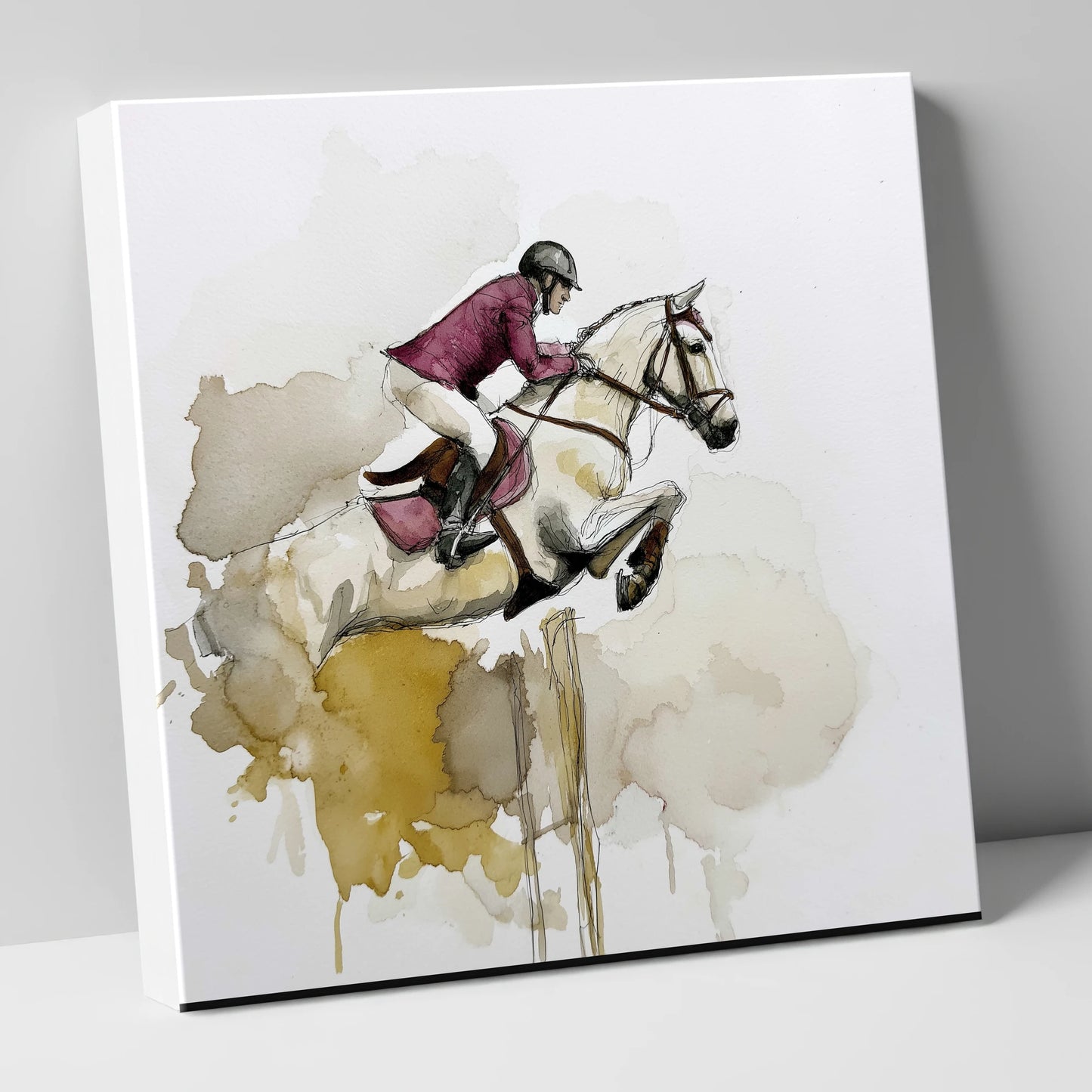 Suspended Elegance show jumping horse canvas wall art