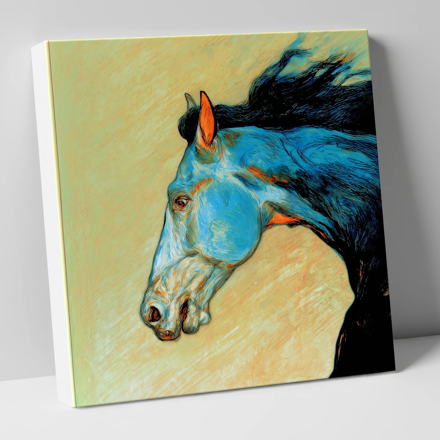 Cerulean Spirit racing horse canvas wall art