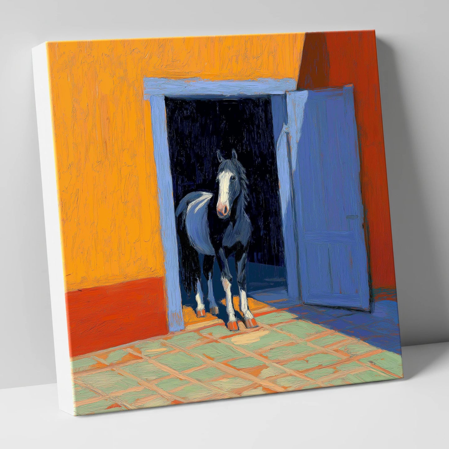 Sunlit Stable Doorway horse stable canvas wall art