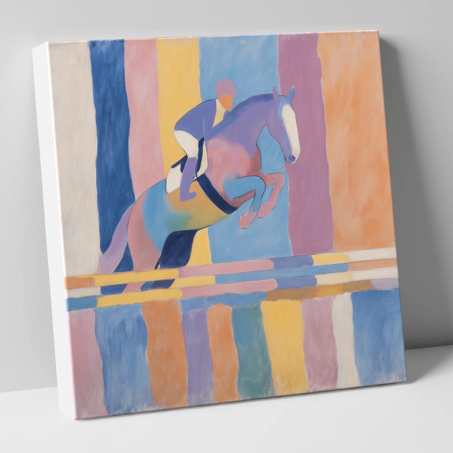 Pastel Flight show jumping horse canvas wall art