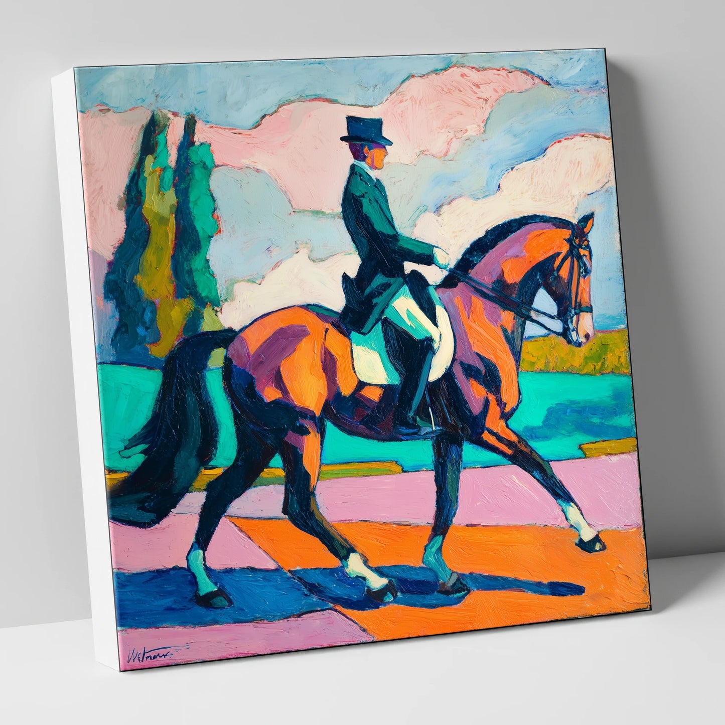 Vibrant Dressage Rhythm dressage horse canvas wall art