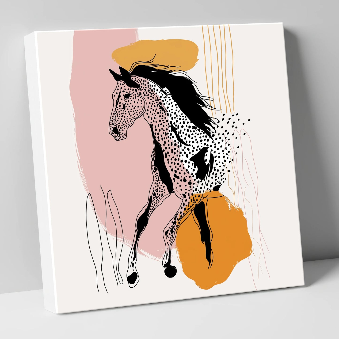 Contemporary Spotted Silhouette horse portrait canvas wall art