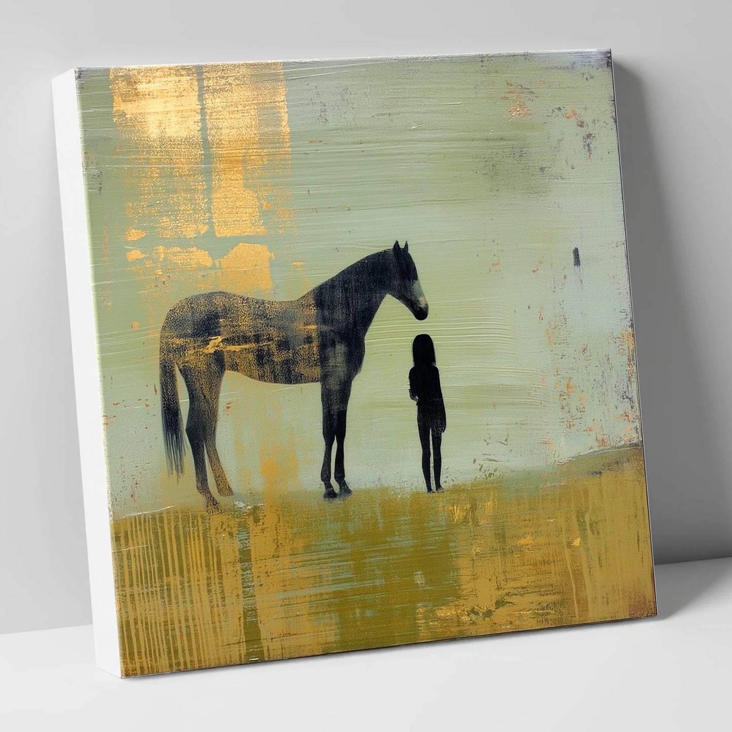 Gilded Connection horse & rider canvas wall art
