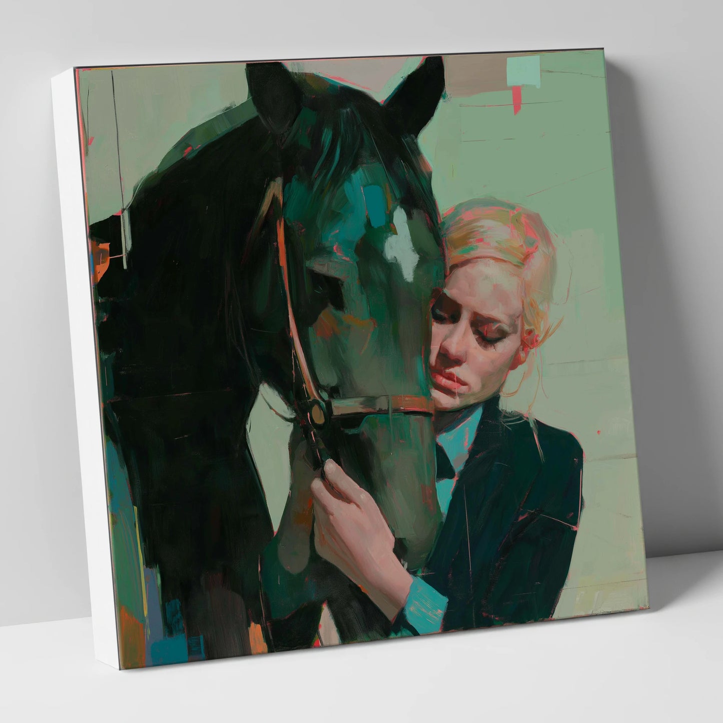 Quiet Connection horse & rider canvas wall art