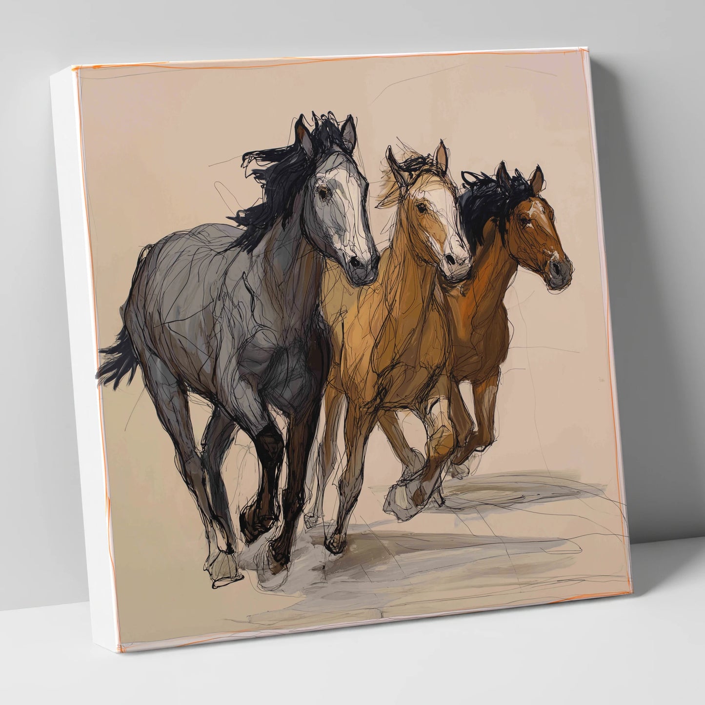 Spirited Trio wild horses canvas wall art