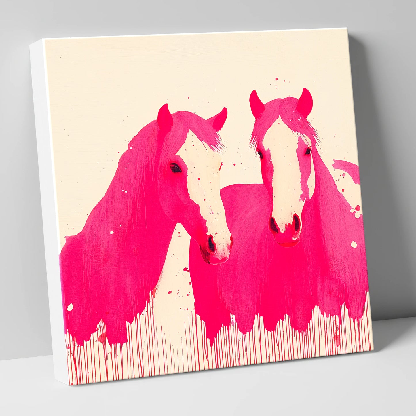 Vivid Magenta Pair horse landscape canvas wall art