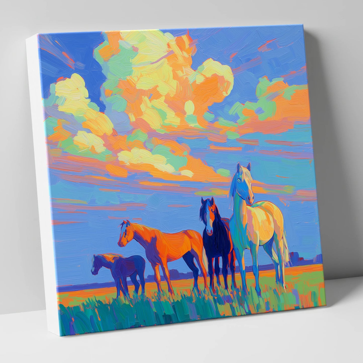 Painted Horizon Herd horse landscape canvas wall art