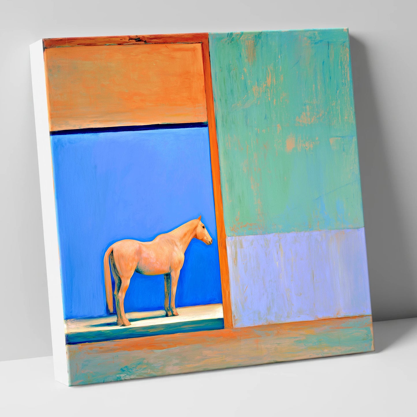 Cobalt Stable Light horse stable canvas wall art