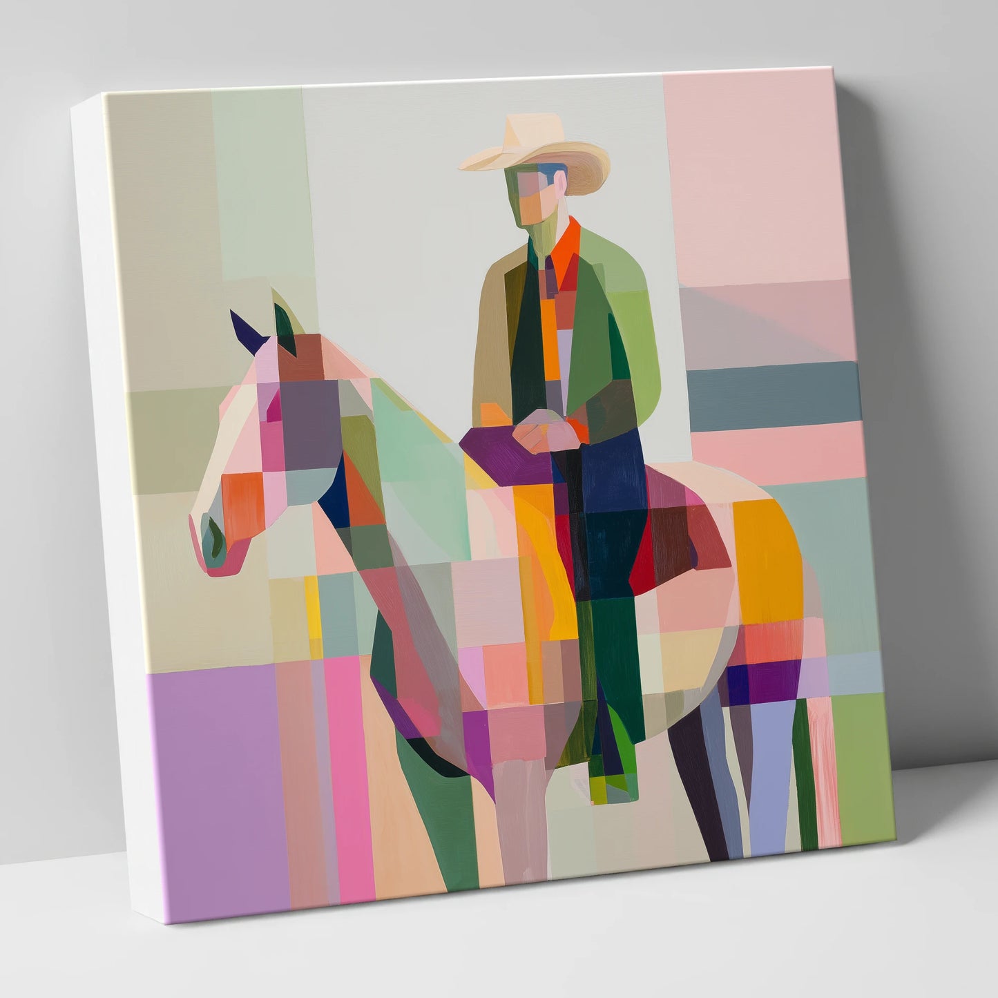 Geometric Western Rider western horse canvas wall art