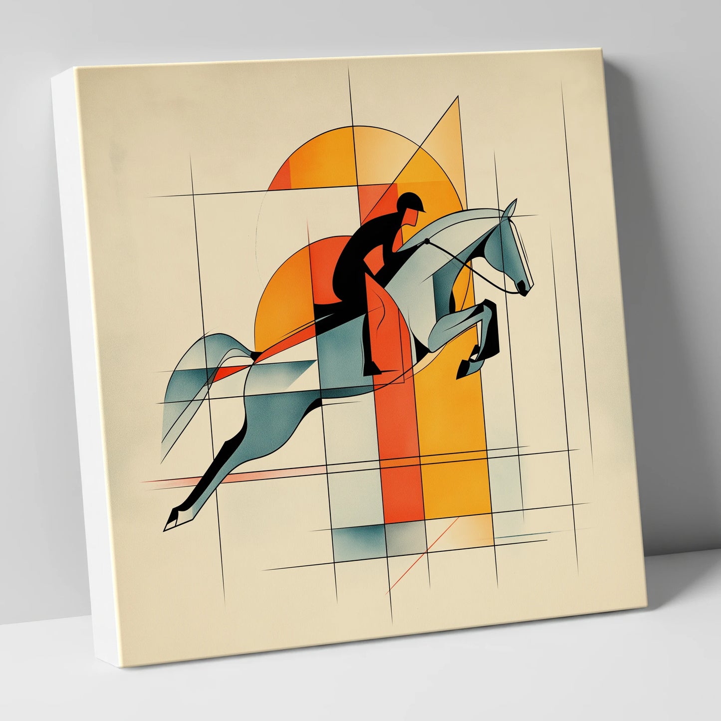 Precision in Flight show jumping horse canvas wall art