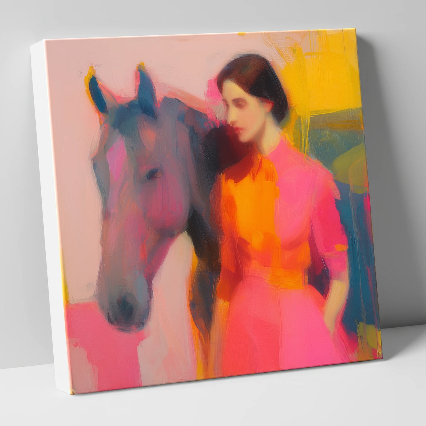 The Vivid Connection horse & rider canvas wall art