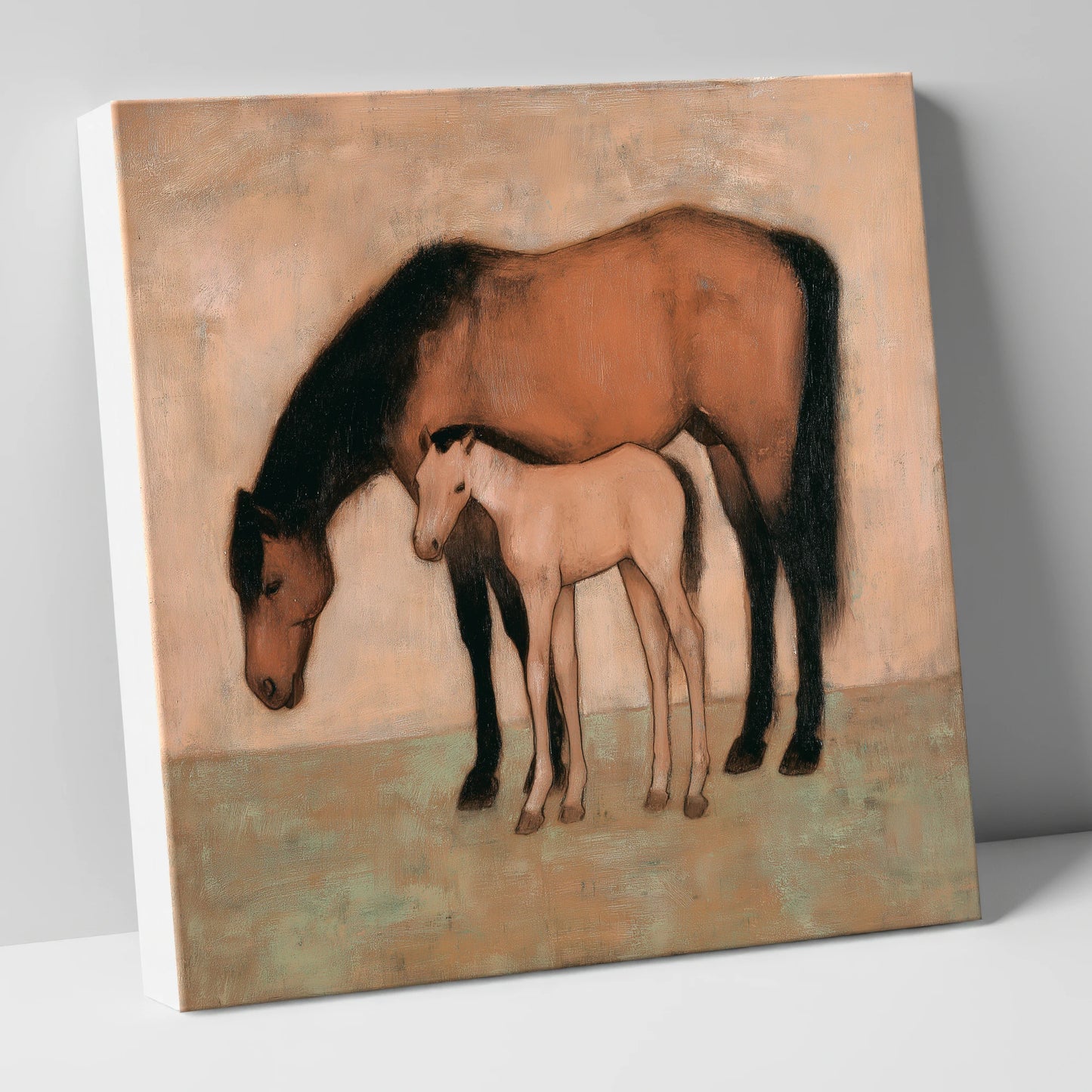 Quiet Pasture Bond mare & foal canvas wall art