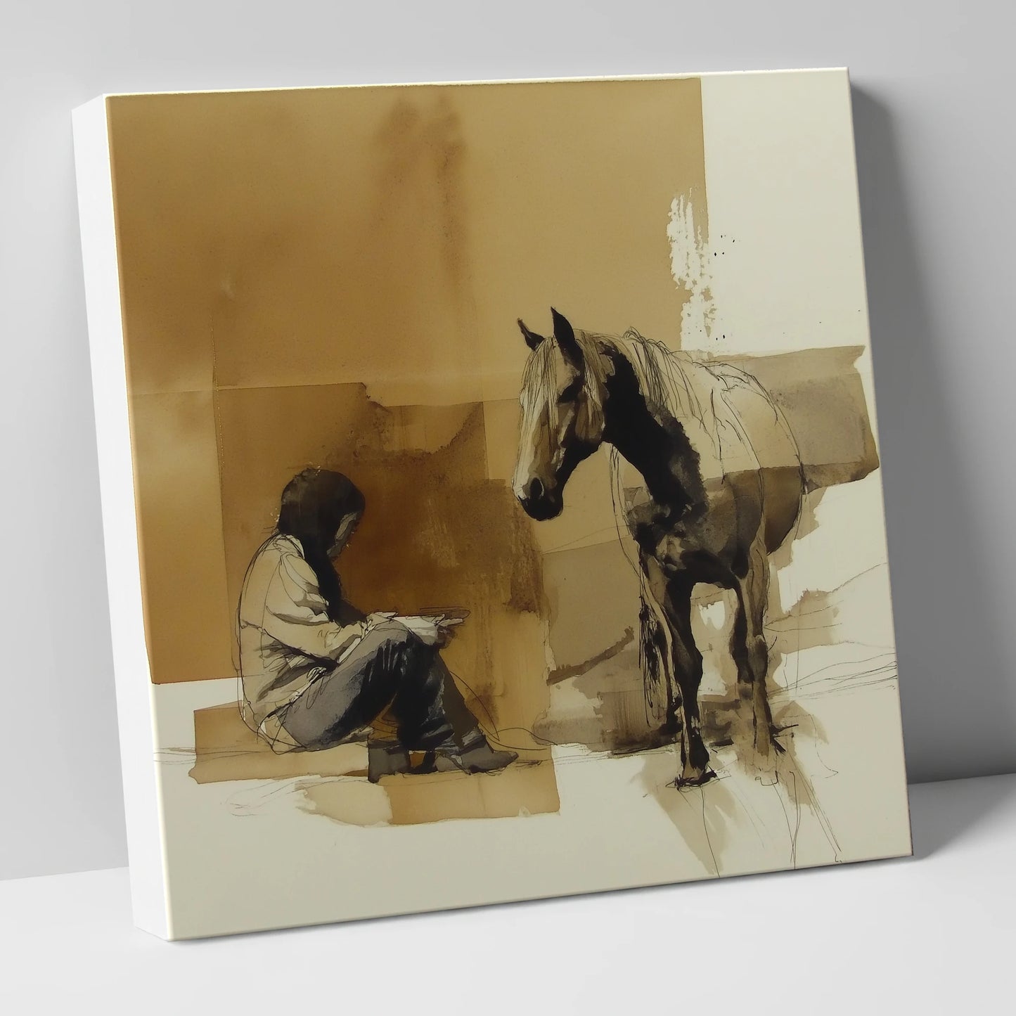 Shared Silence horse & rider canvas wall art