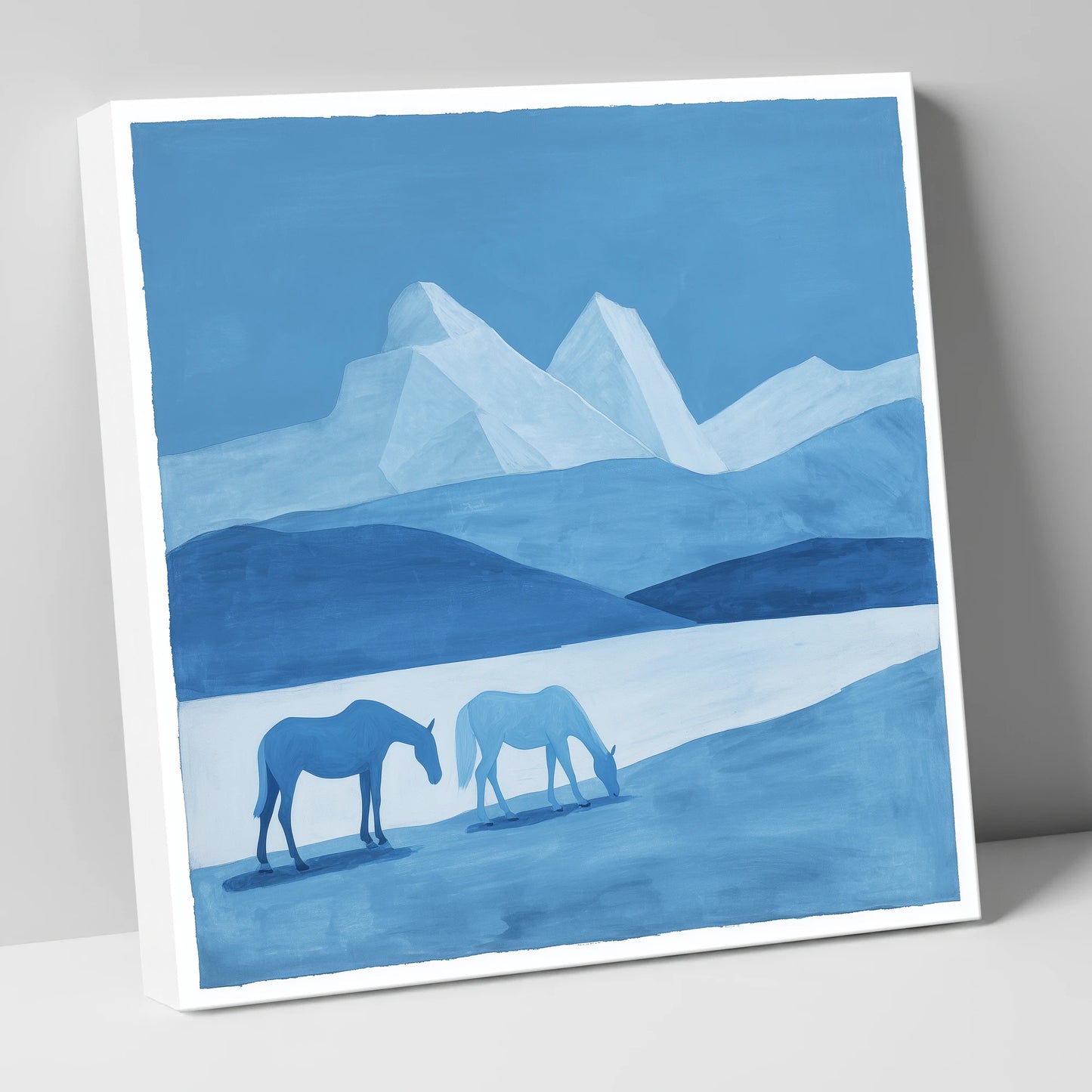 Azure Mountain Grazing horse landscape canvas wall art