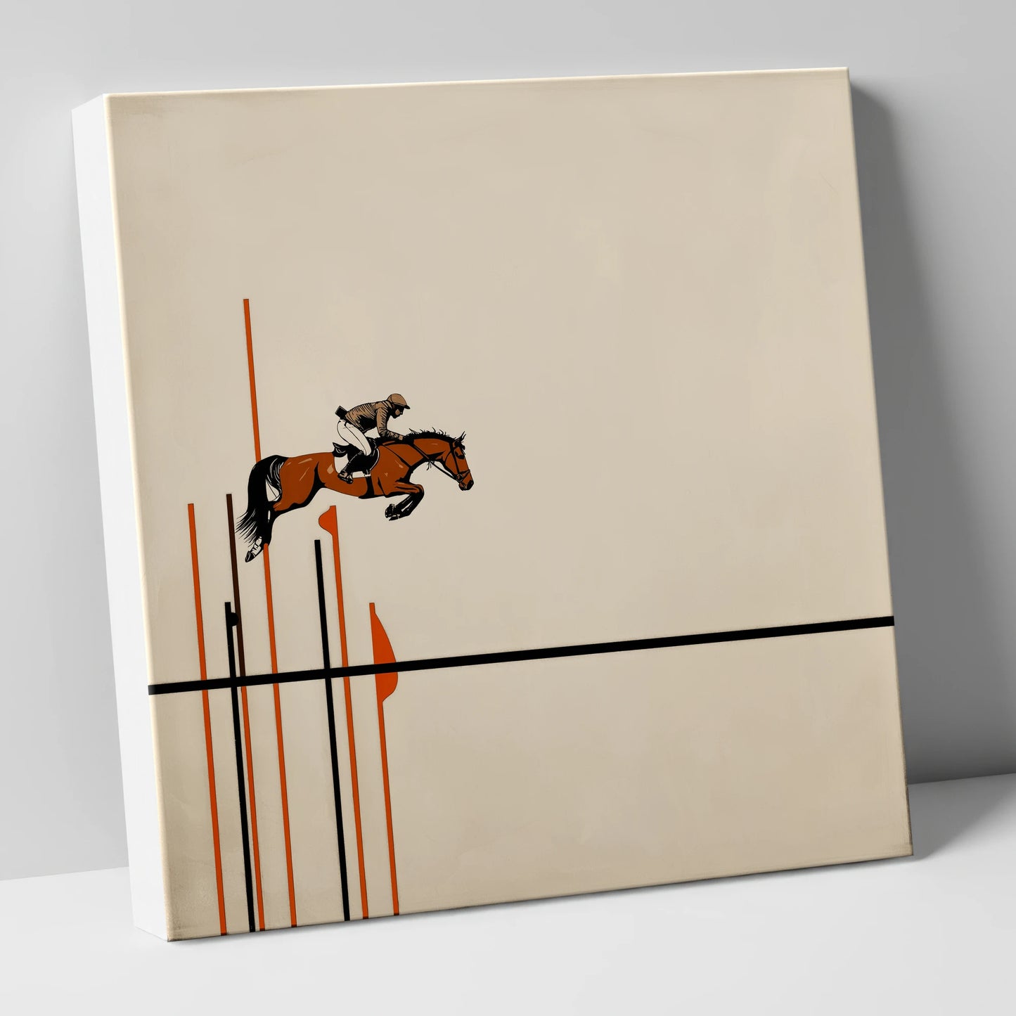 Minimalist Clearance show jumping horse canvas wall art