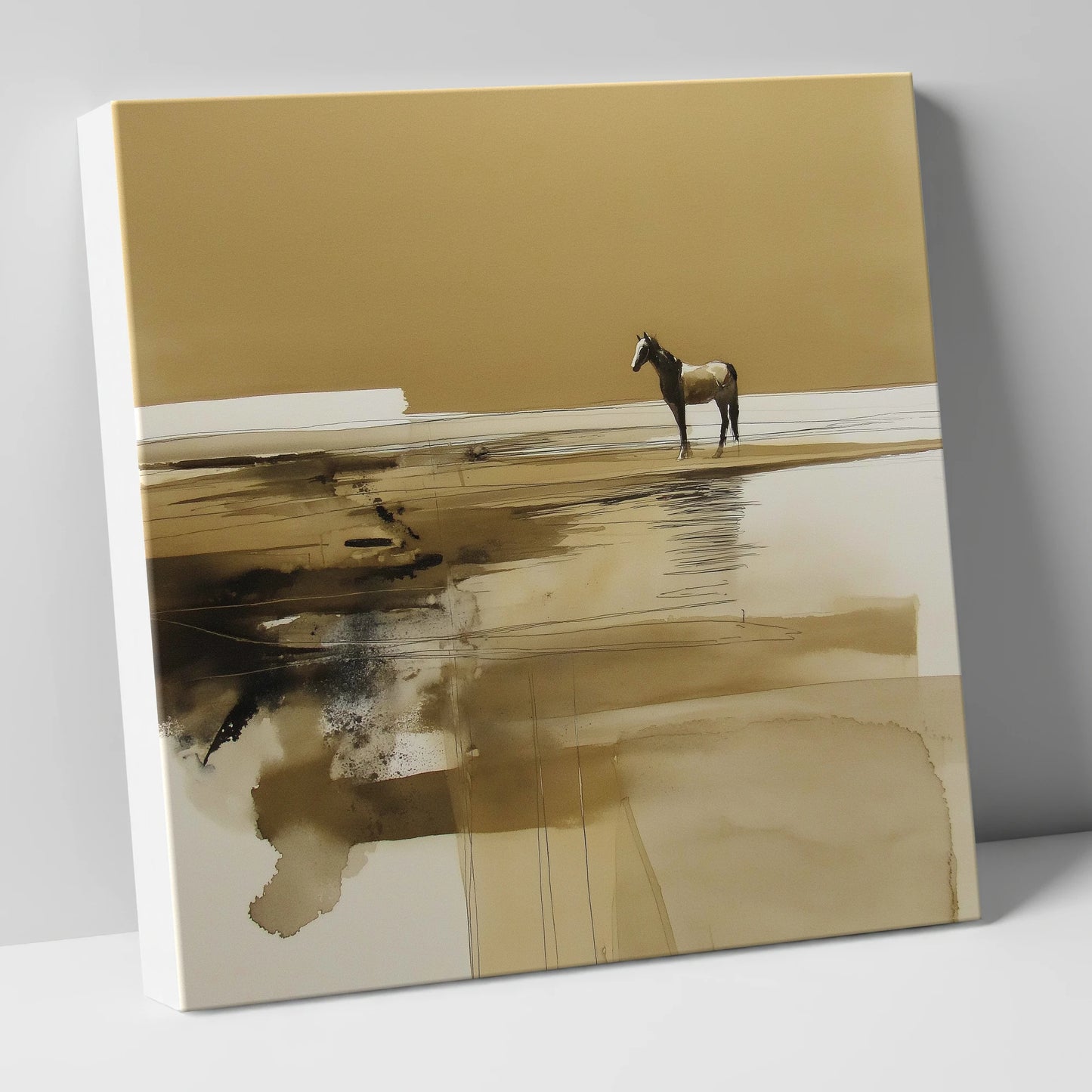 Solitary Horizon horse landscape canvas wall art