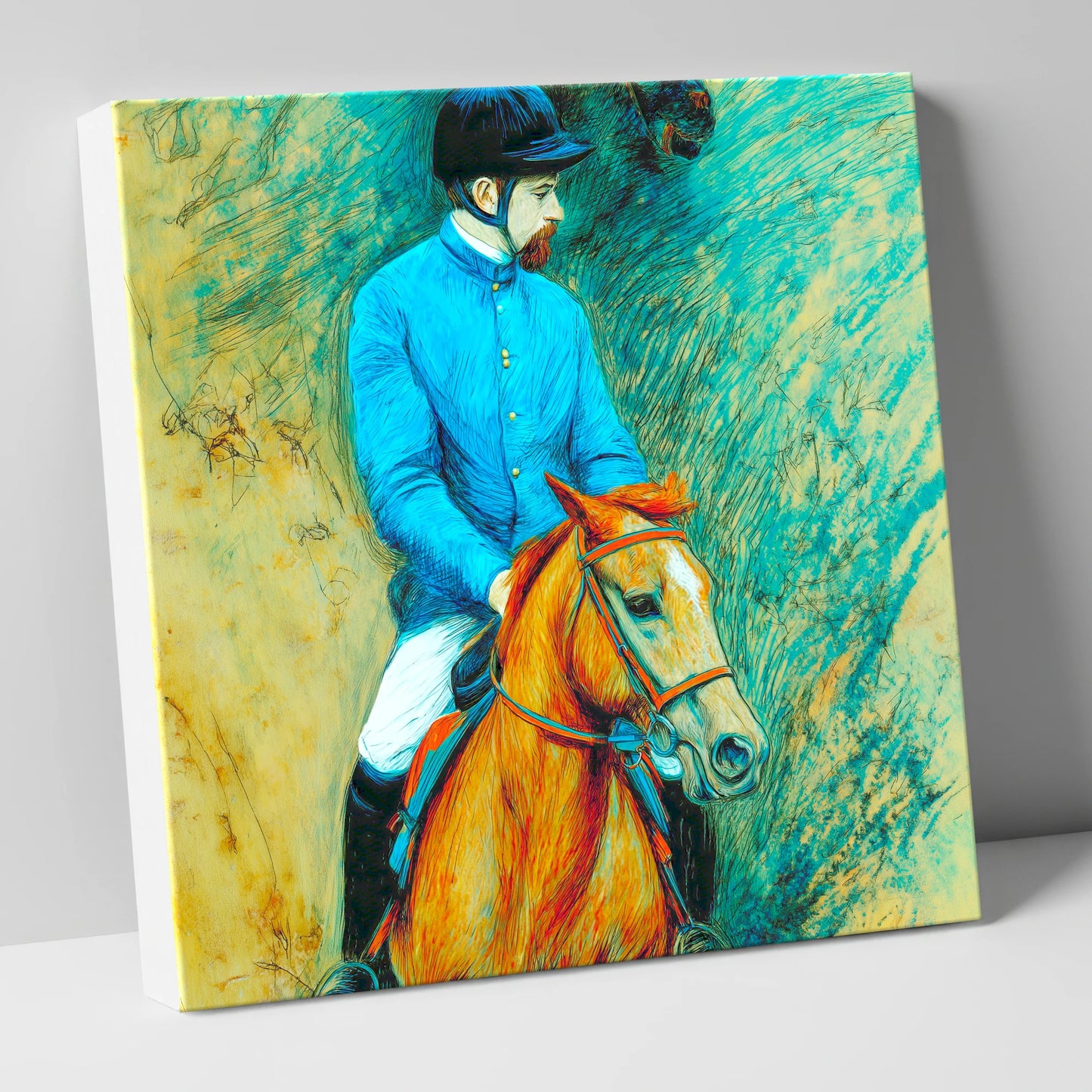 The Cerulean Jockey racing horse canvas wall art