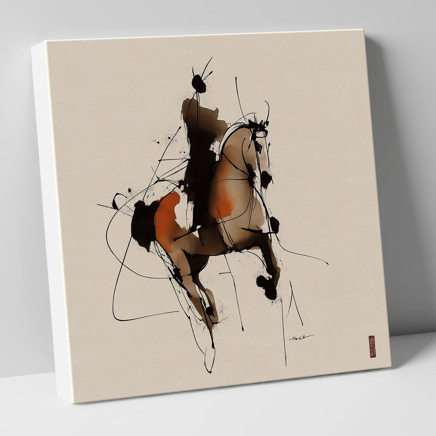 Abstract Dressage Silhouette dressage horse canvas wall art
