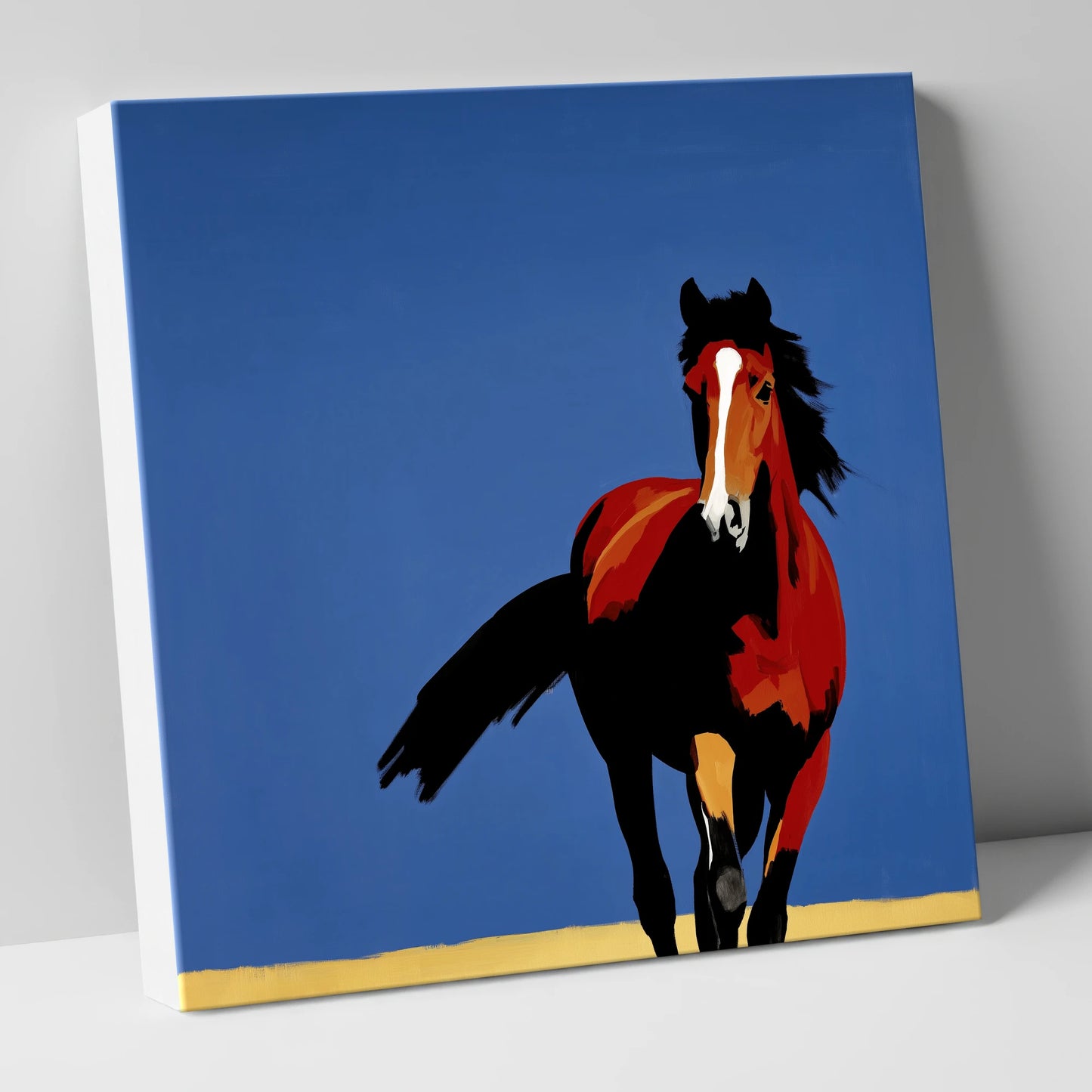 Striking Cobalt Bay horse portrait canvas wall art