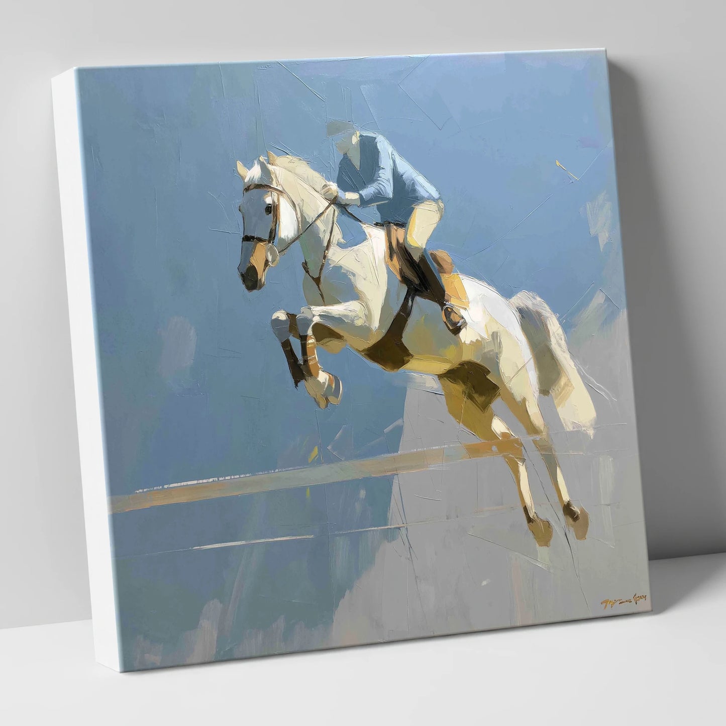 Flight Over Slate show jumping horse canvas wall art