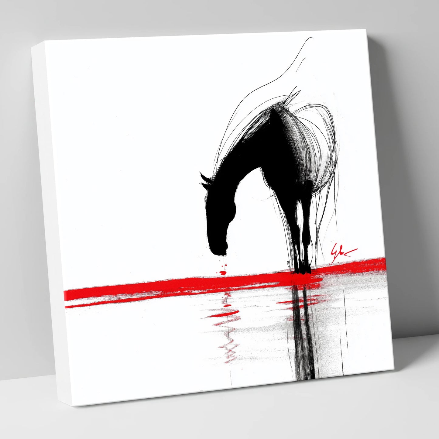 Crimson Reflection horse portrait canvas wall art