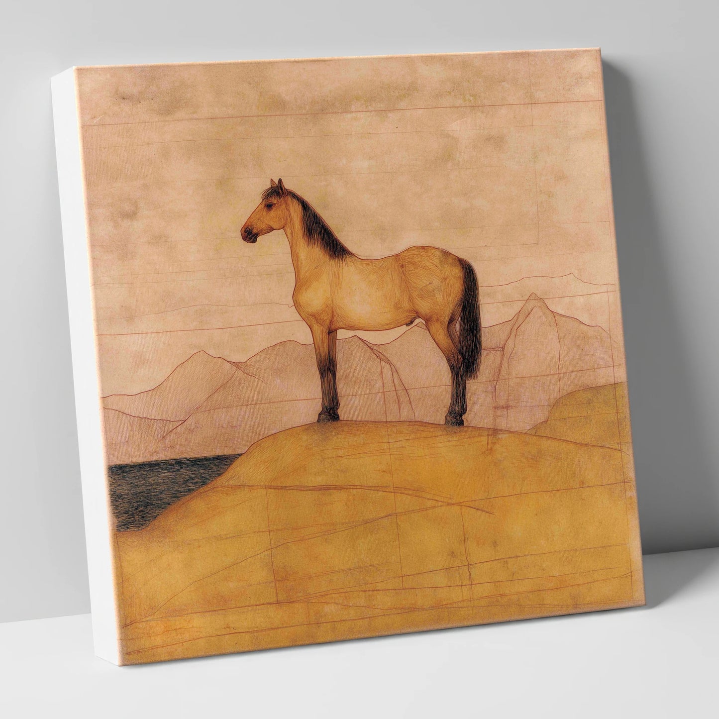 Golden Ridge Study horse landscape canvas wall art