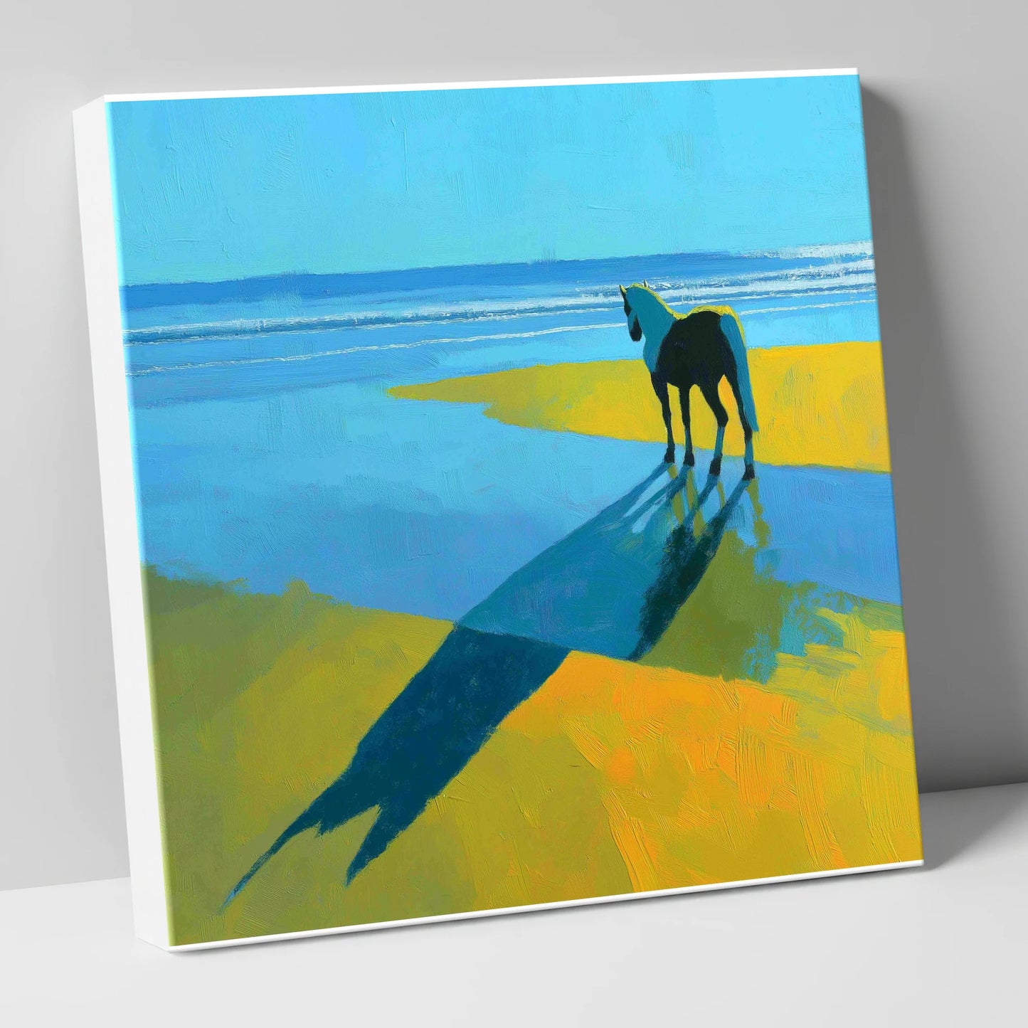 Azure Shoreline Silhouette horse landscape canvas wall art