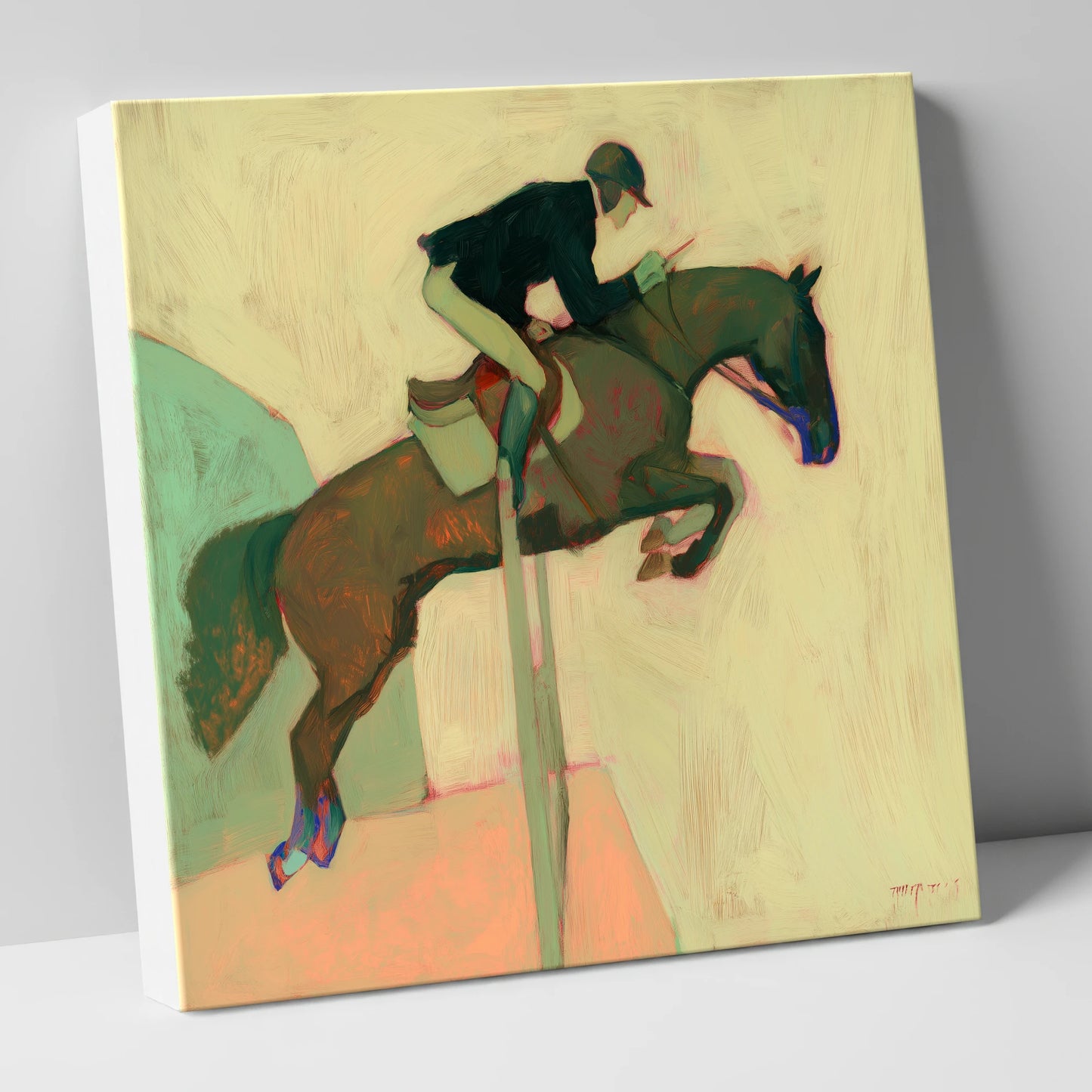 Suspended in Flight show jumping horse canvas wall art