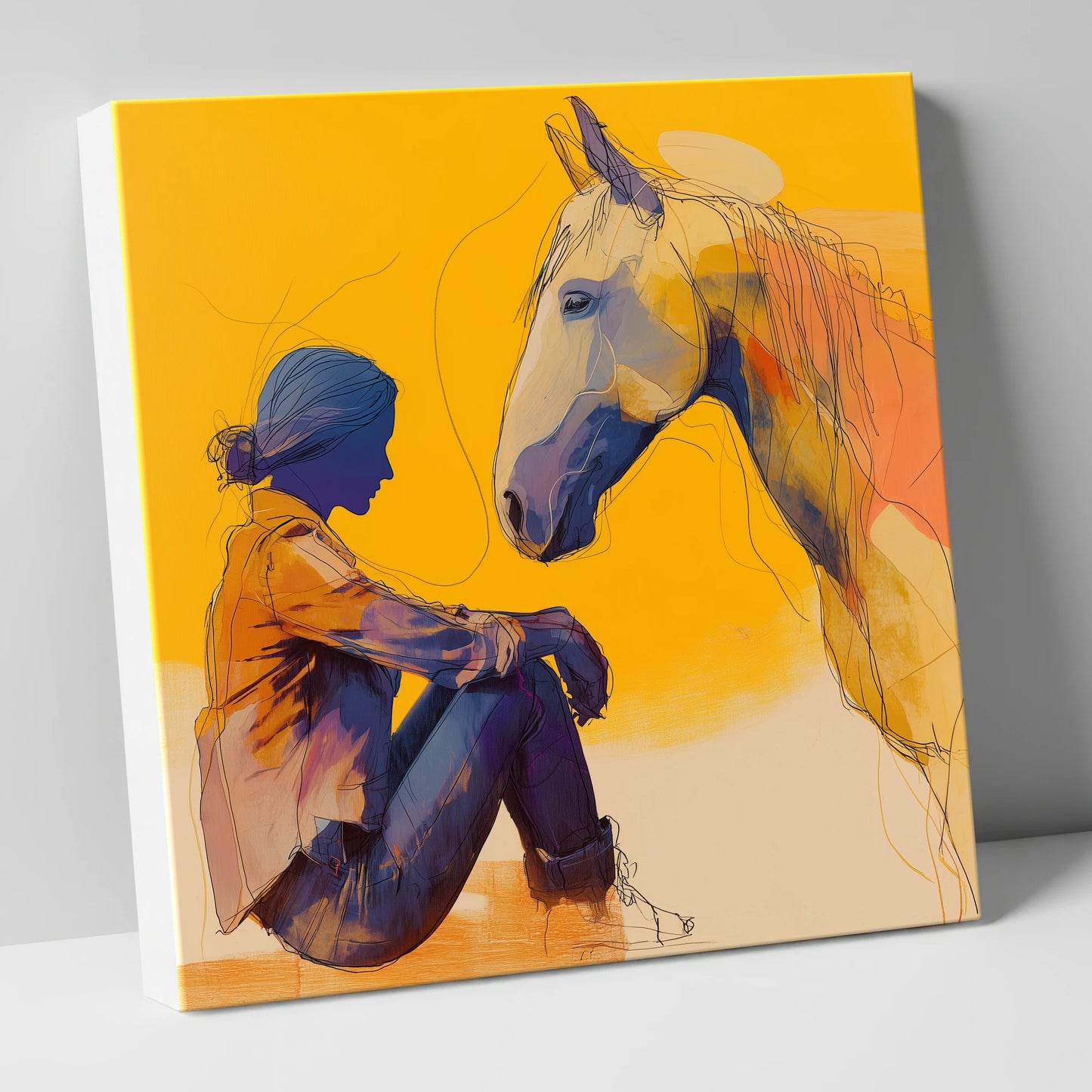 Quiet Communion horse & rider canvas wall art