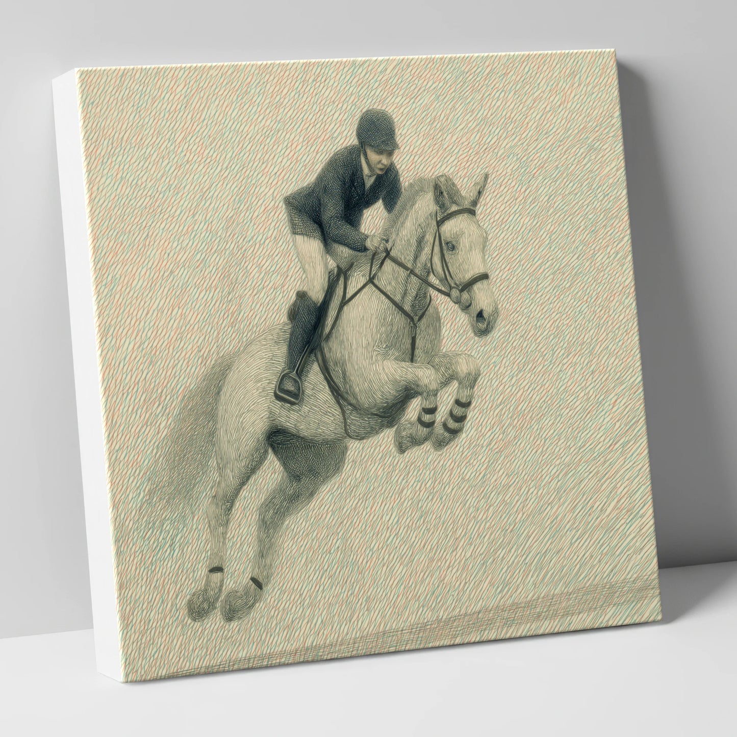 Precision in Flight show jumping horse canvas wall art