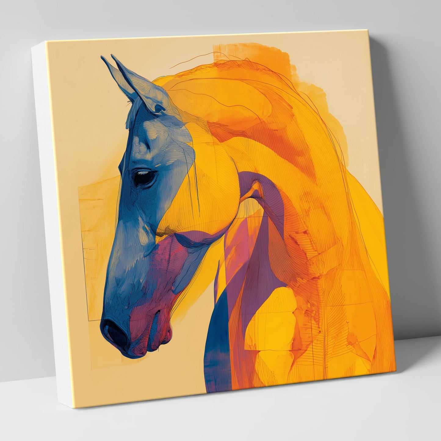 Cobalt and Gold Contour horse breed canvas wall art