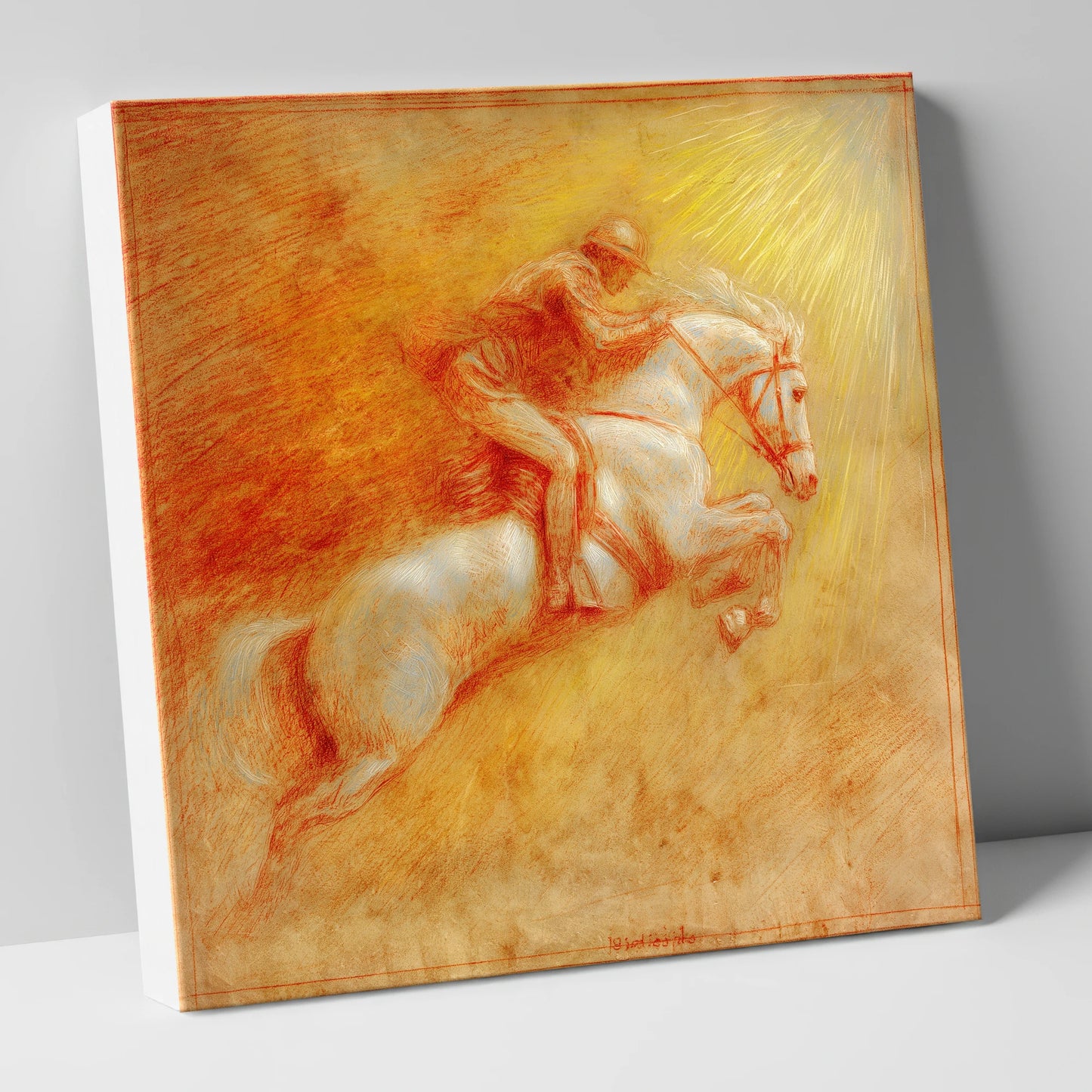 Ascent Into Light show jumping horse canvas wall art