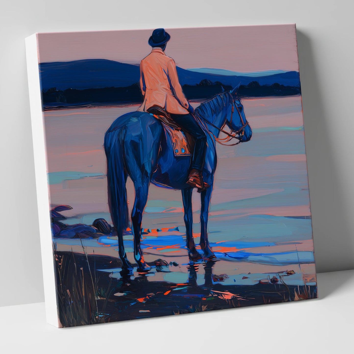 Indigo Coastal Hack beach horse canvas wall art