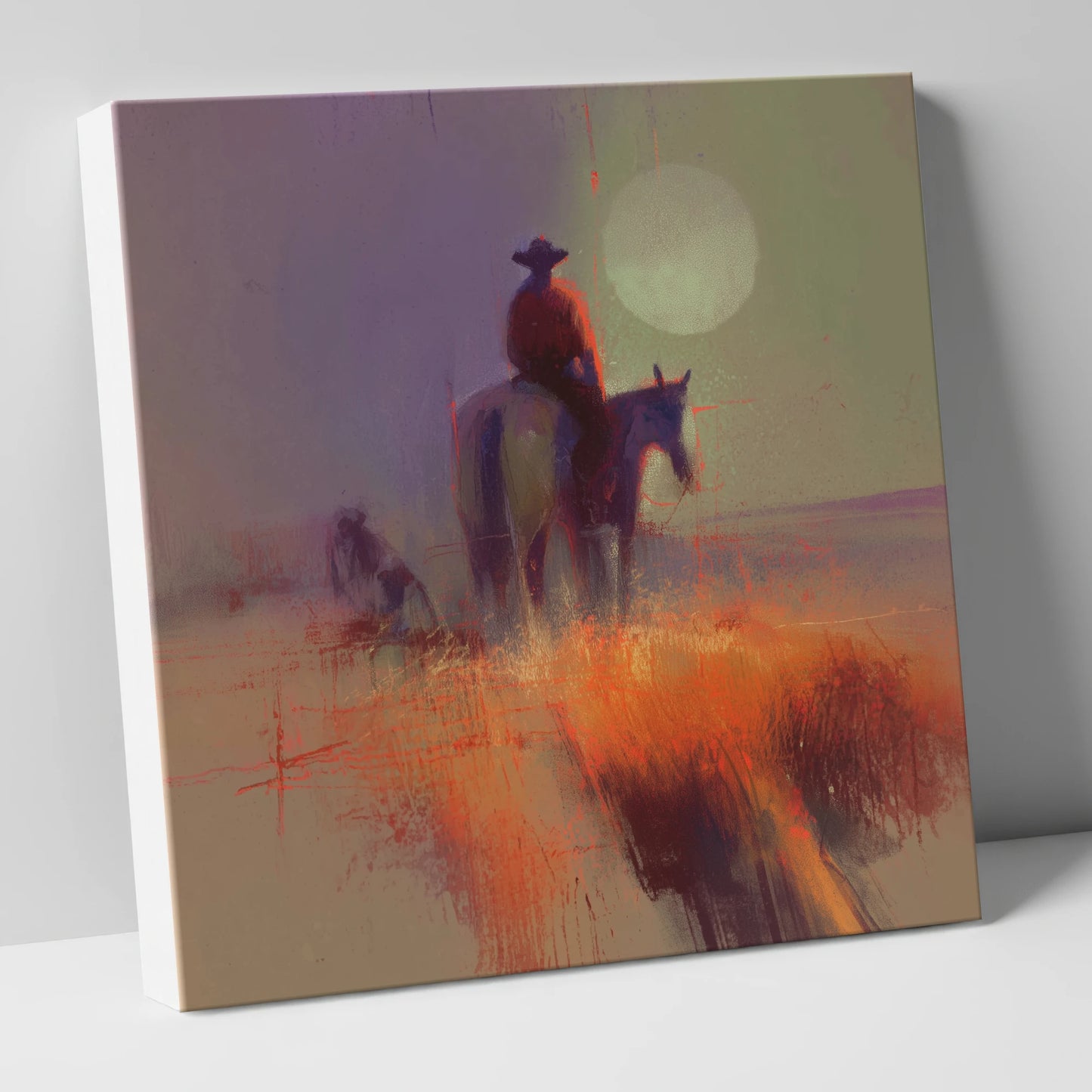 High Plains Sundown western horse canvas wall art