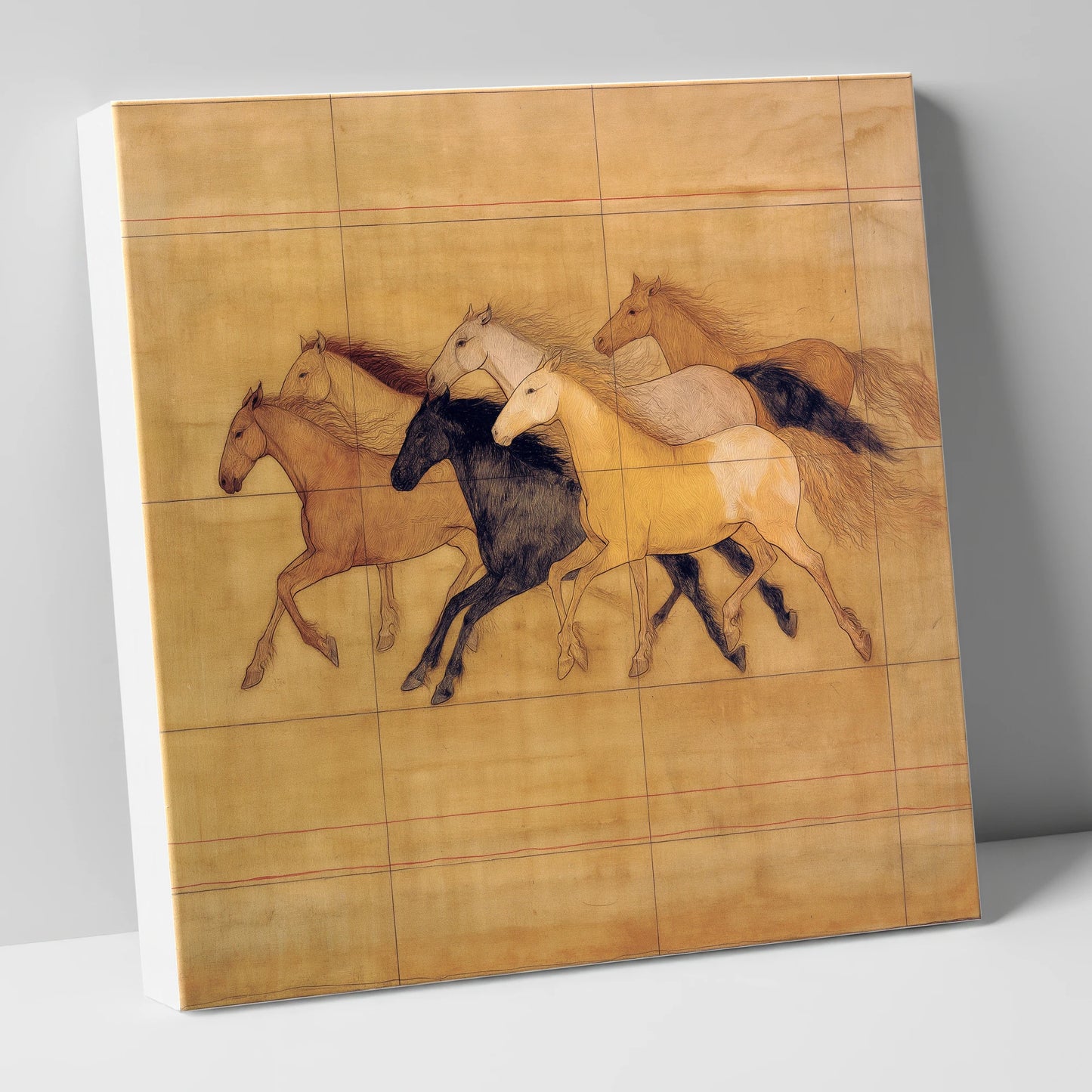 Classical Herd Study wild horses canvas wall art