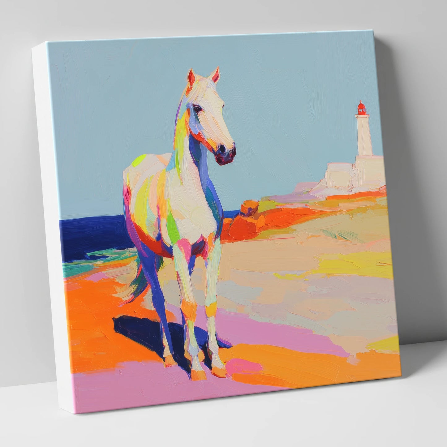 Vibrant Coastal Equine horse landscape canvas wall art
