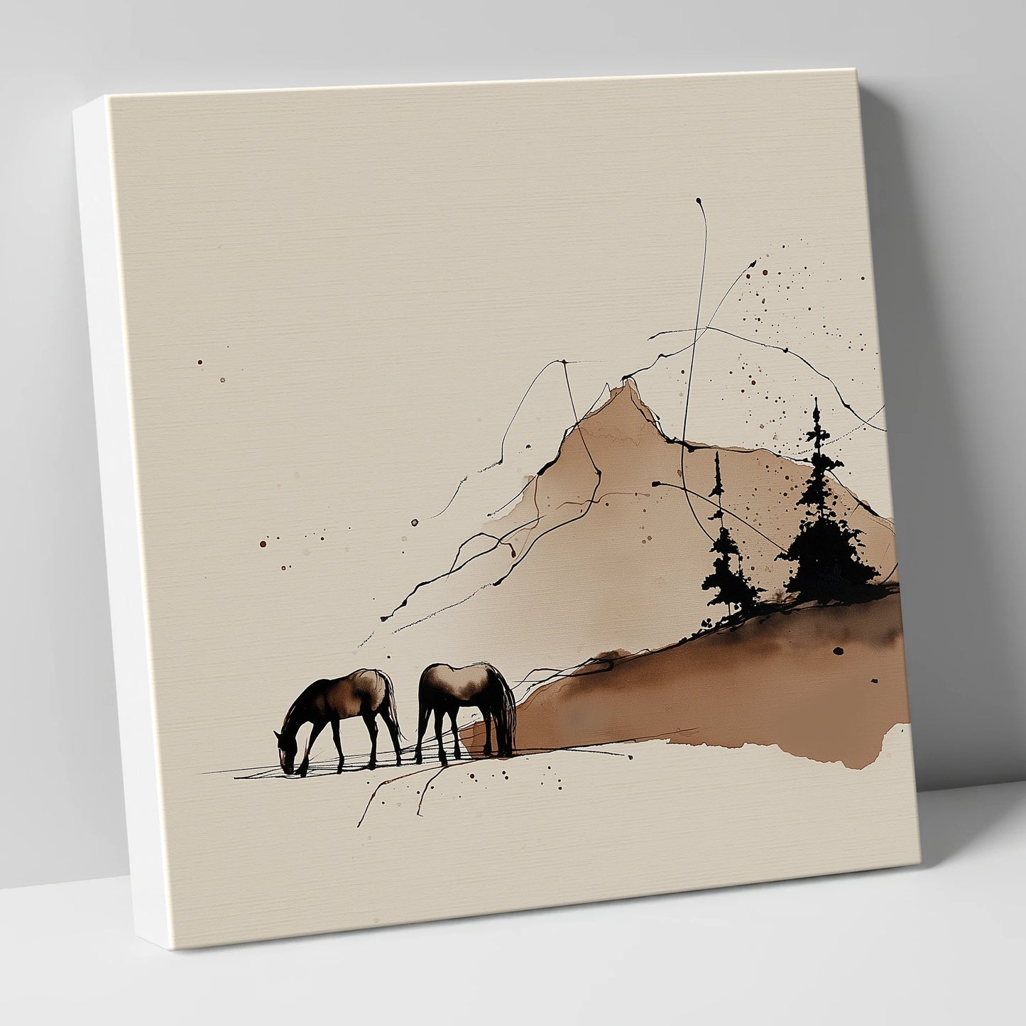 Highland Grazing horse landscape canvas wall art