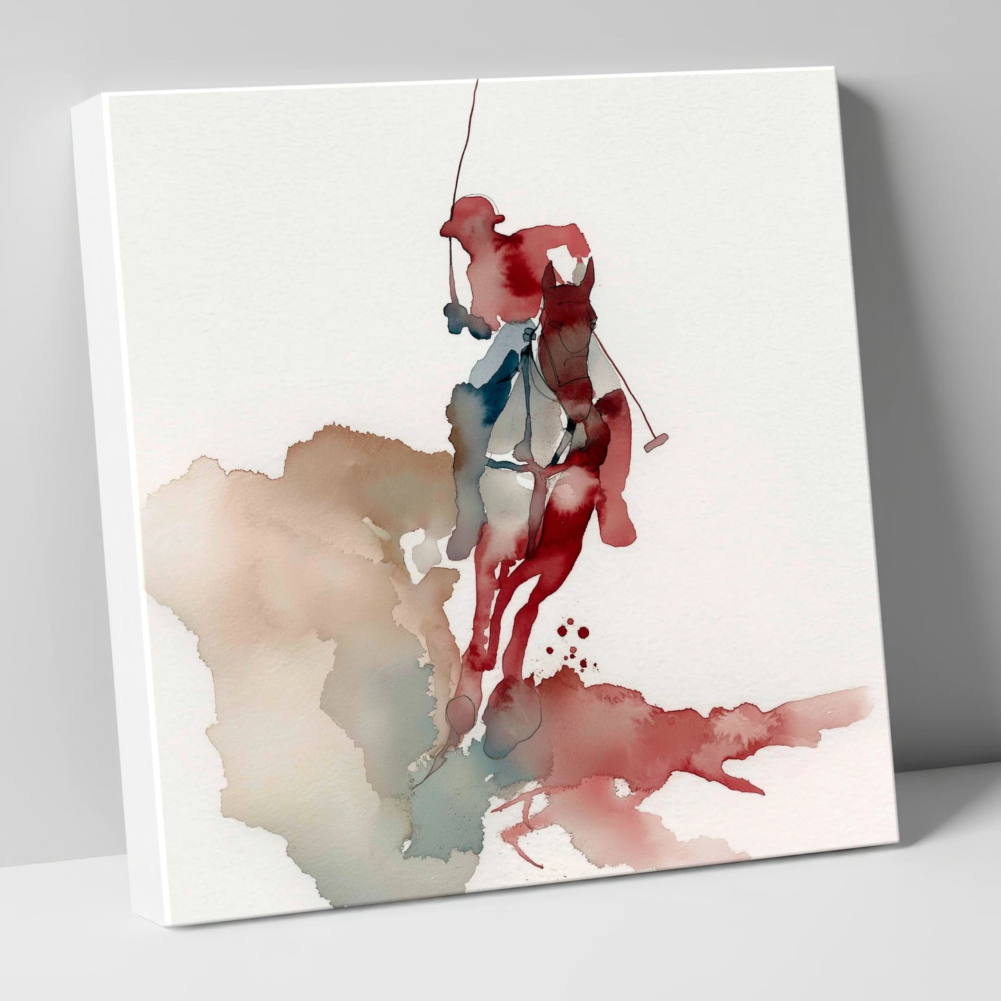 Crimson Chukka Strike polo horse canvas wall art