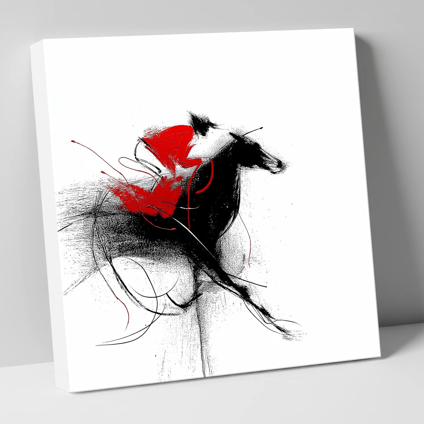 Crimson Sprint racing horse canvas wall art