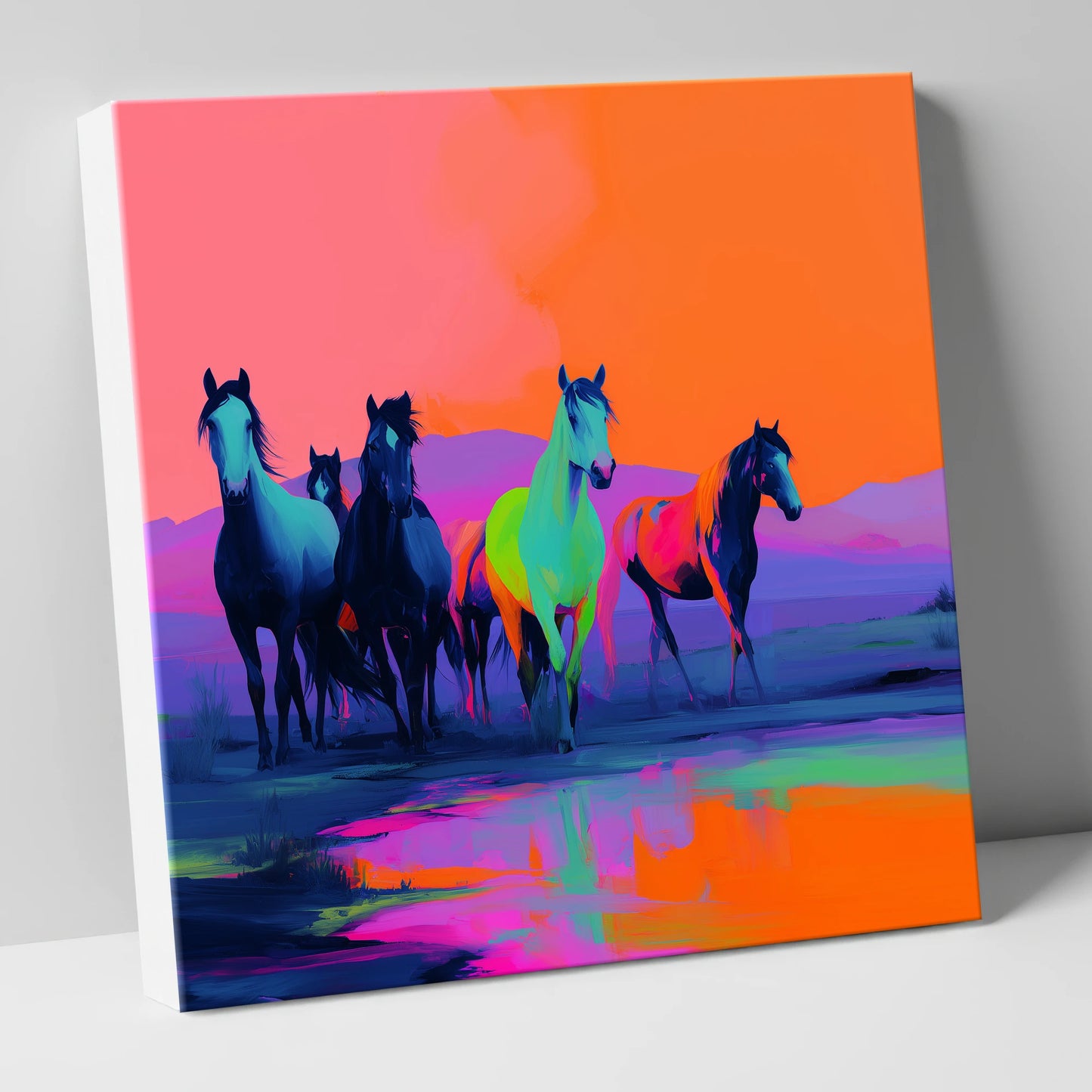 Electric Horizons wild horses canvas wall art