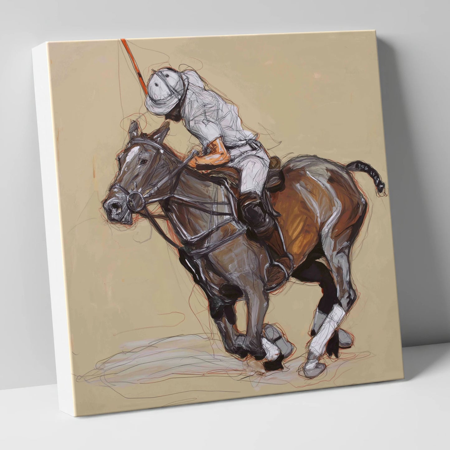Momentum on the Field polo horse canvas wall art