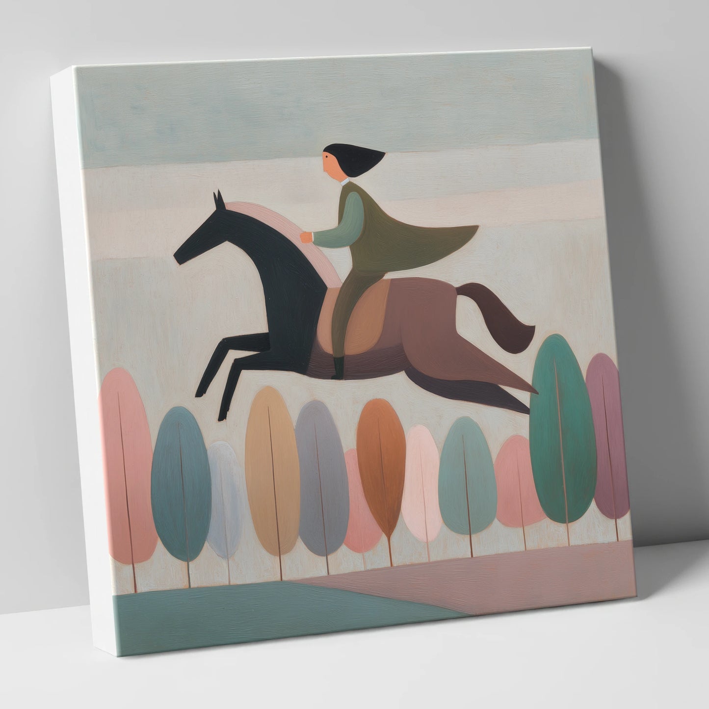 Above the Canopy show jumping horse canvas wall art