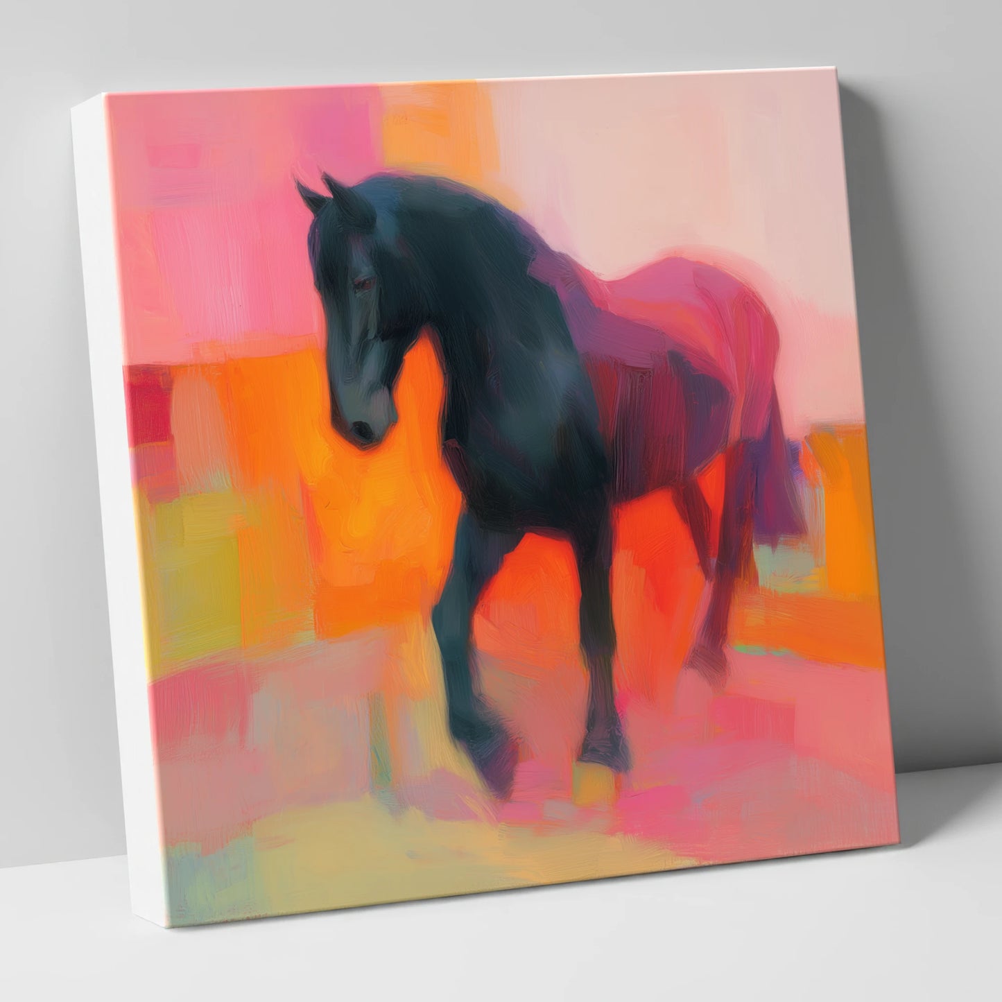 Charcoal and Coral Stride horse breed canvas wall art