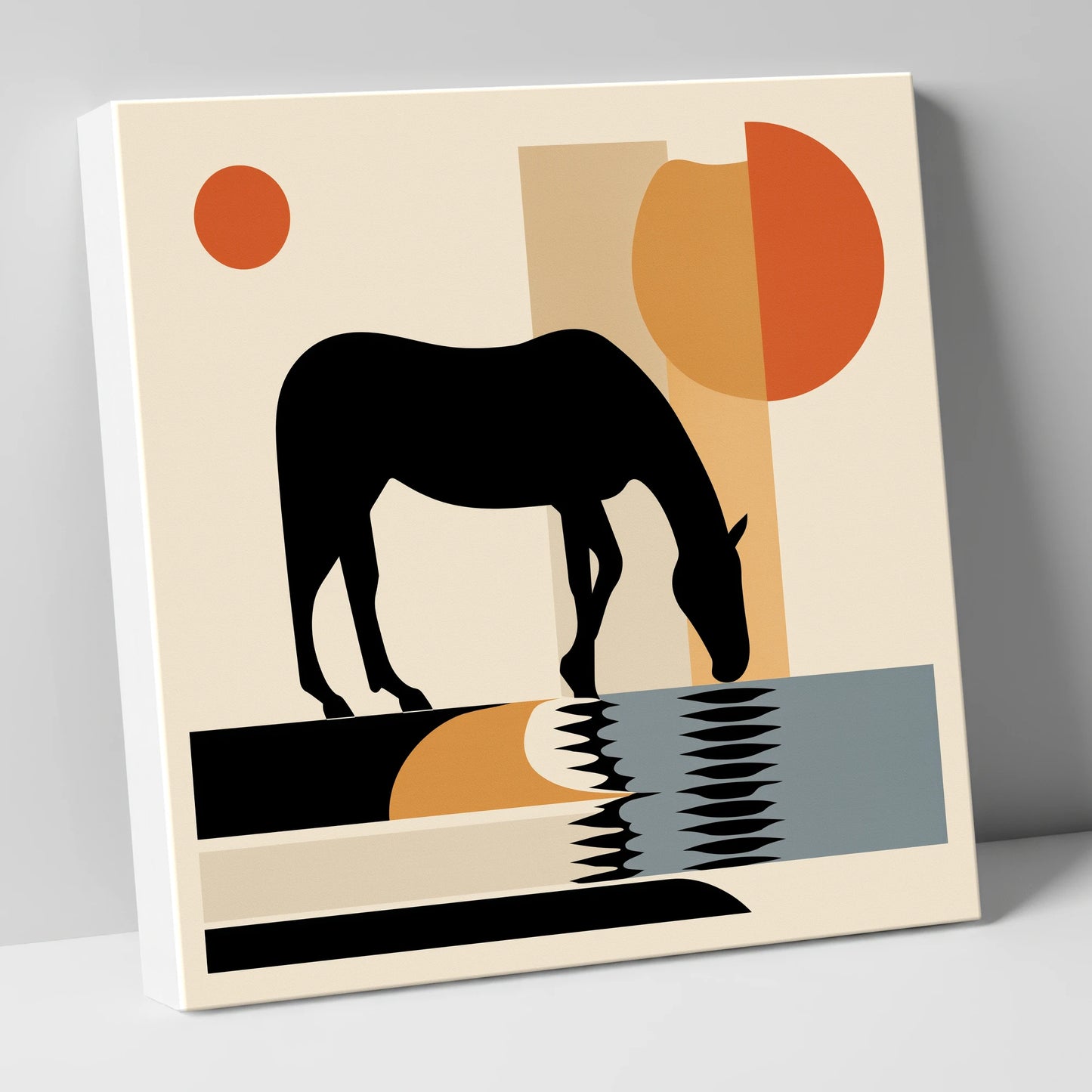 Abstract Oasis Silhouette horse landscape canvas wall art