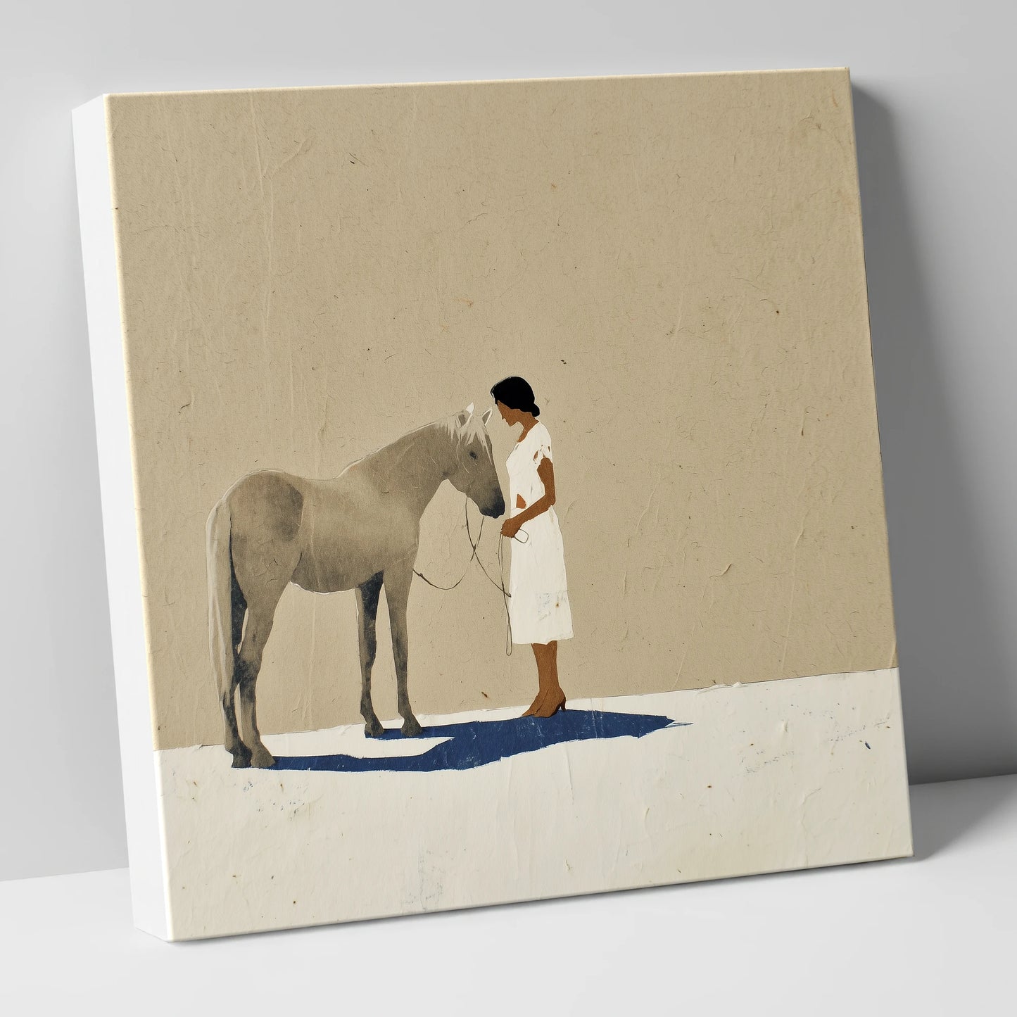 The Quiet Exchange horse & rider canvas wall art