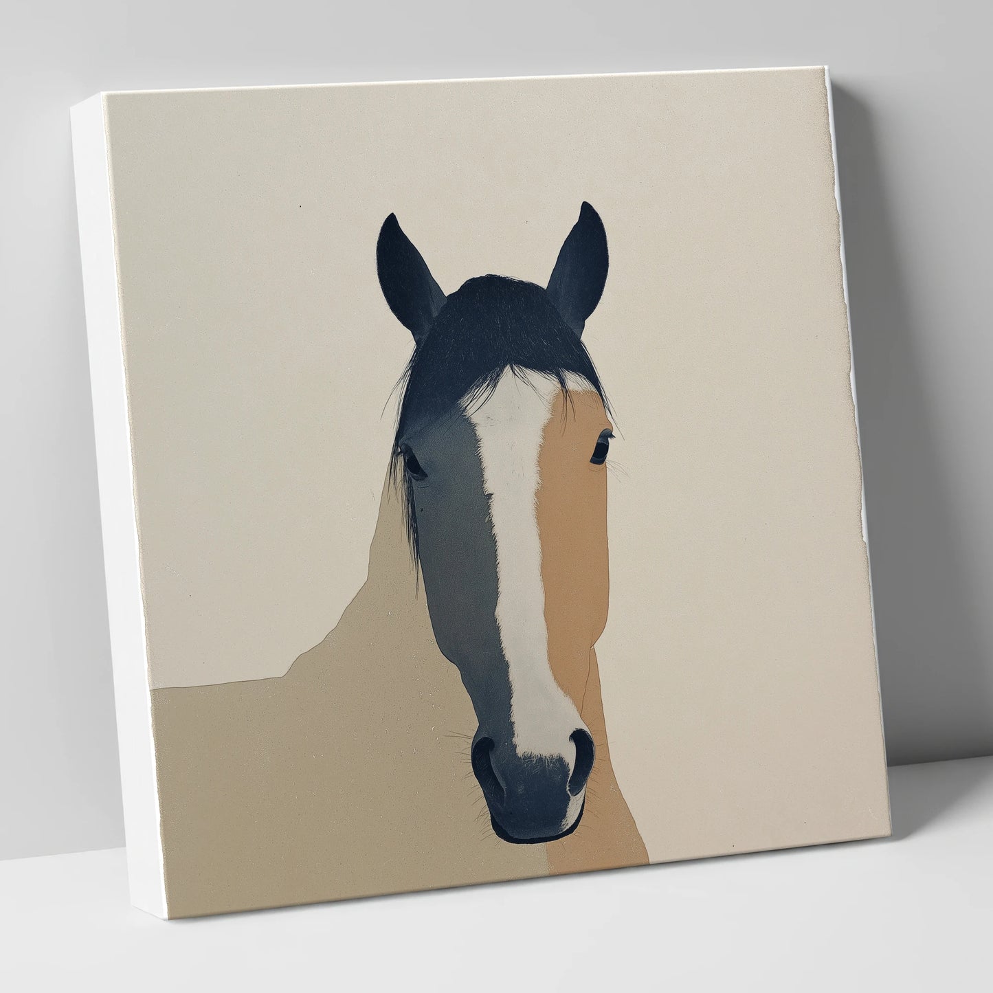 Contemporary Painted Blaze horse portrait canvas wall art