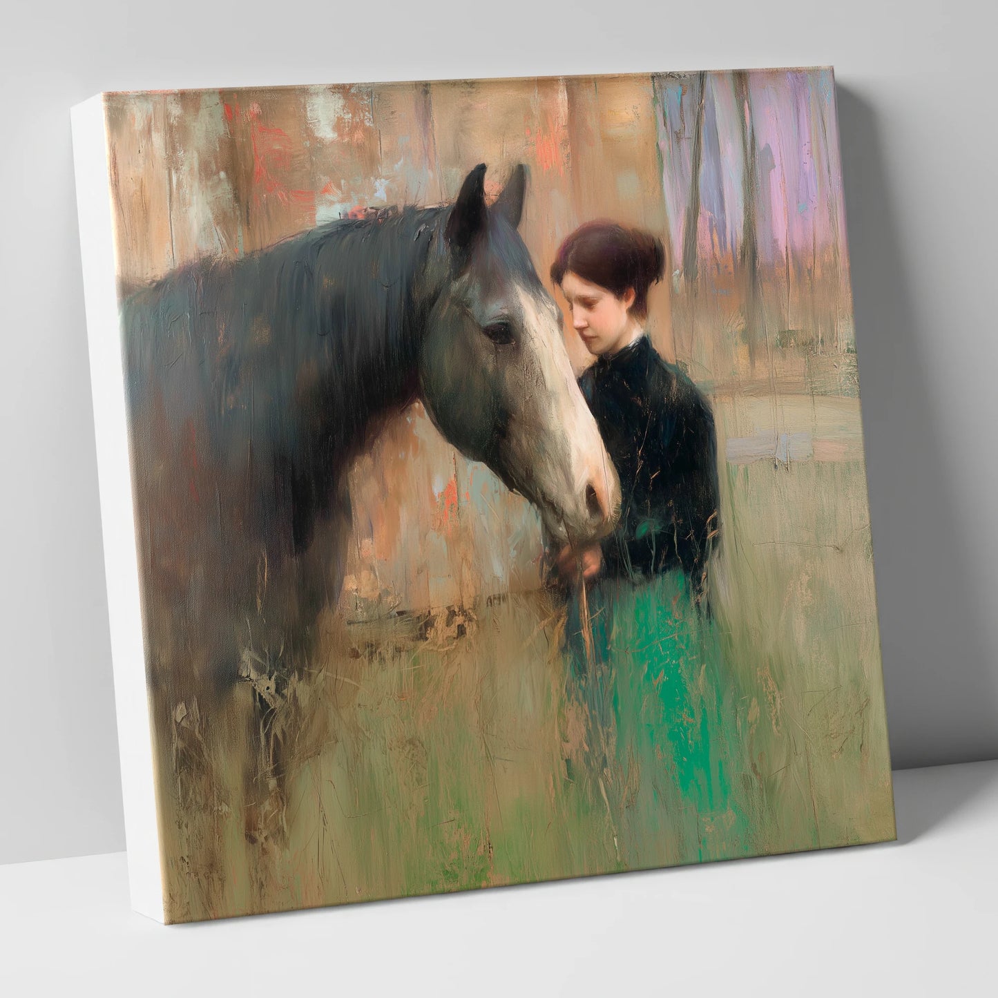 The Silent Bond horse & rider canvas wall art